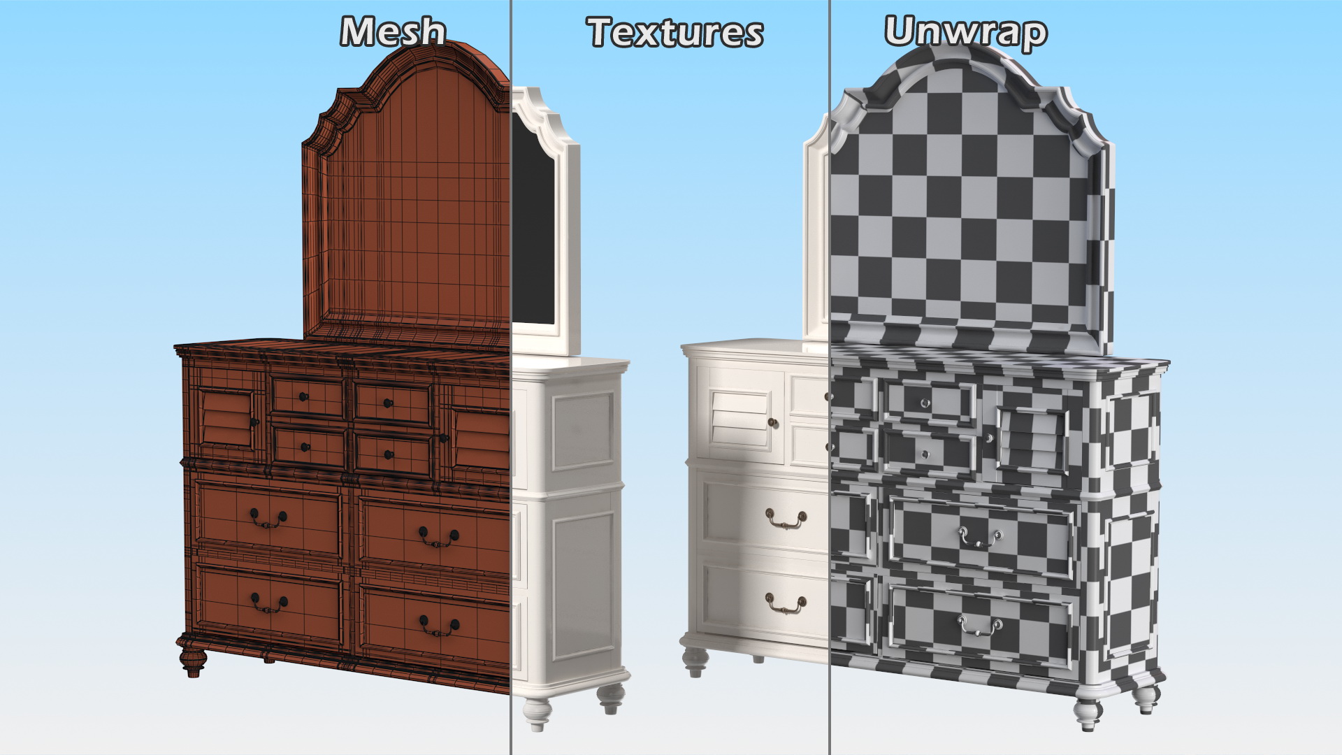 Charleston Dresser White 3D model