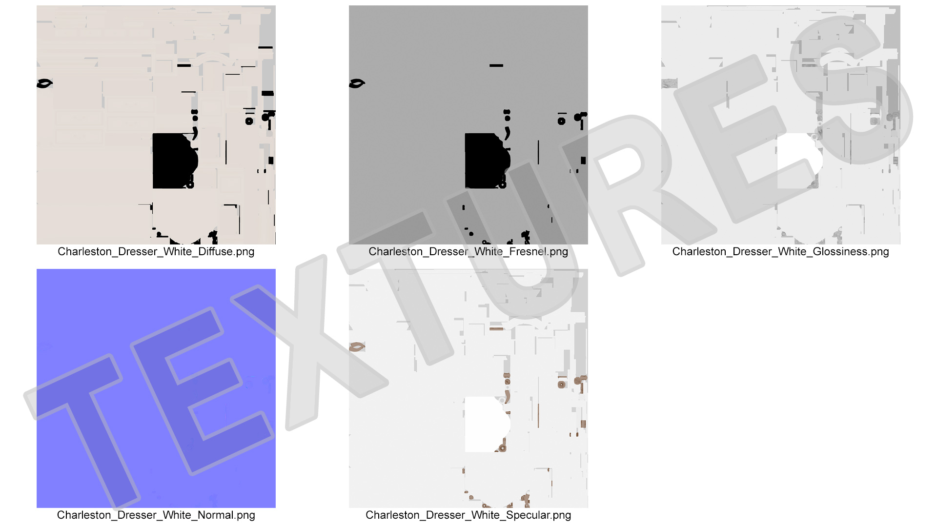 Charleston Dresser White 3D model