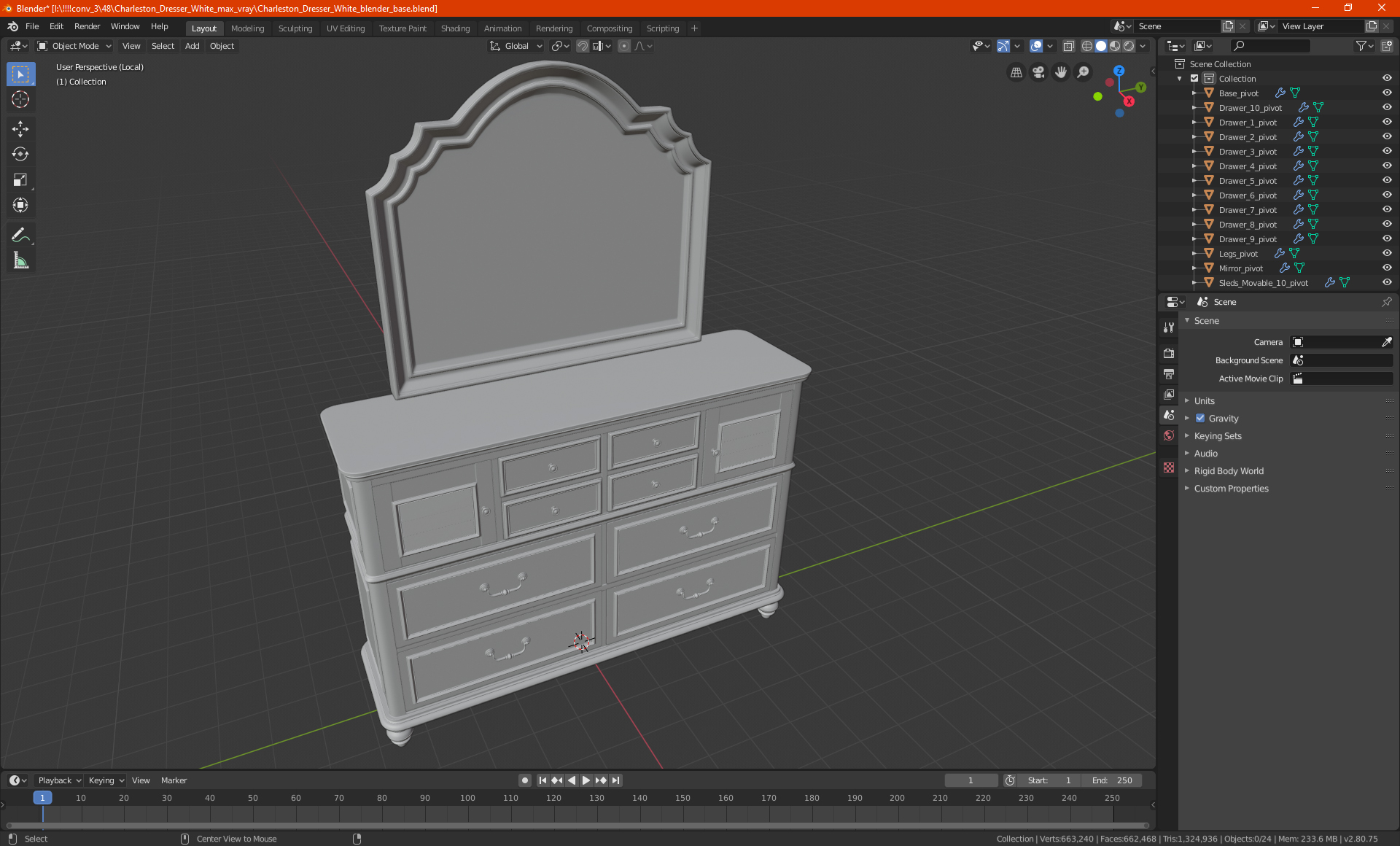 Charleston Dresser White 3D model