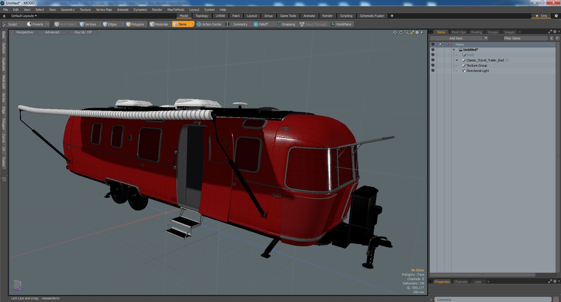 3D Classic Travel Trailer Red