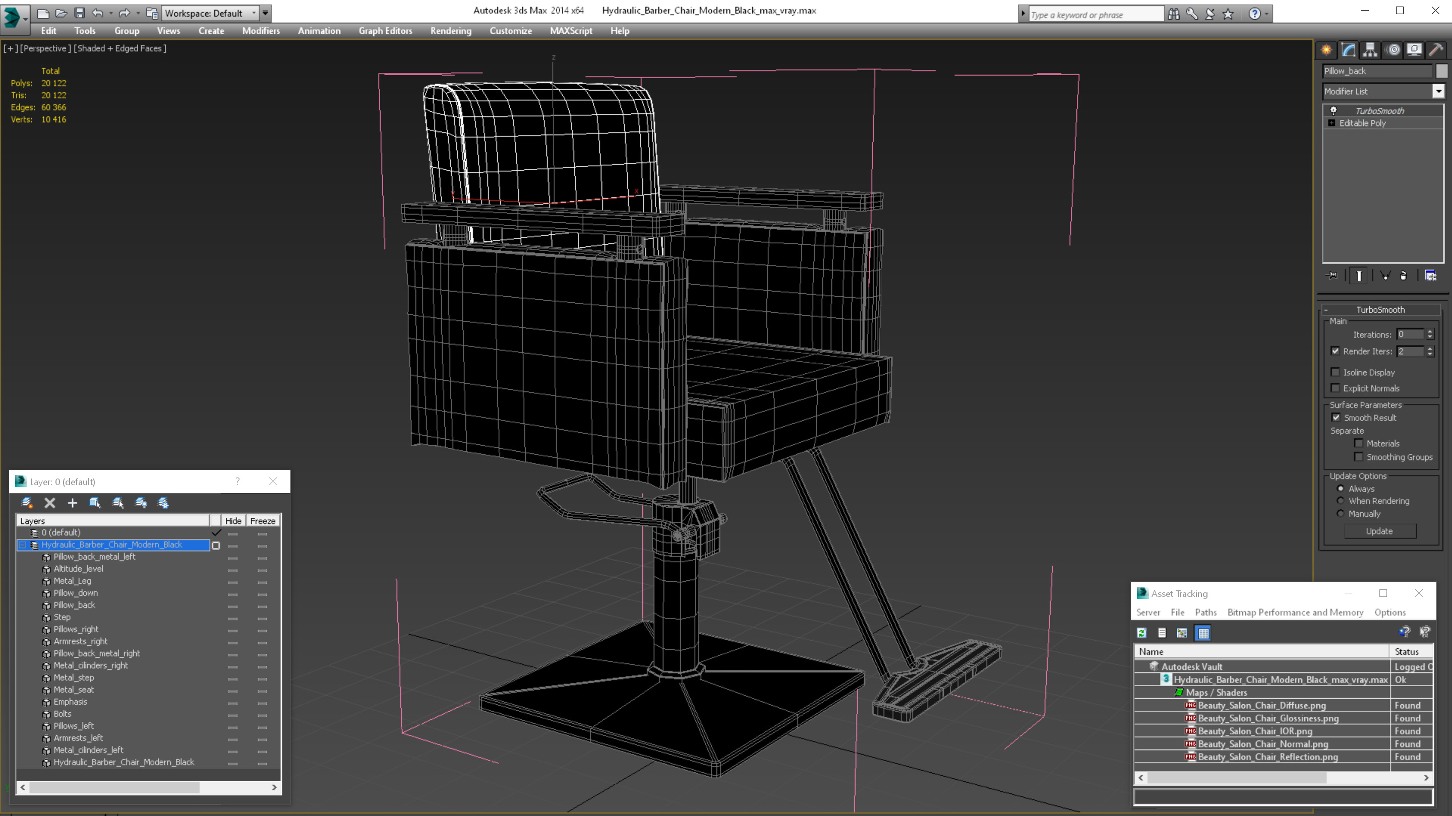 3D model Hydraulic Barber Chair Modern Black