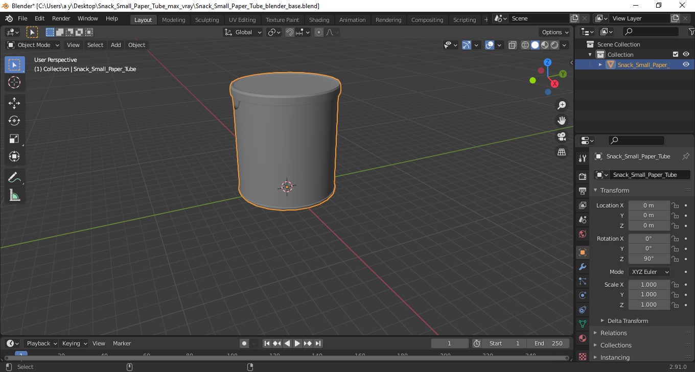 Snack Small Paper Tube 3D