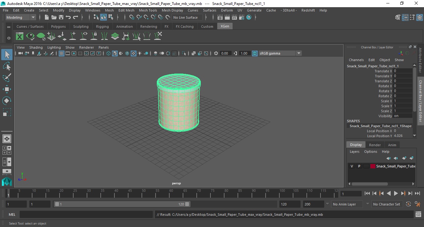 Snack Small Paper Tube 3D