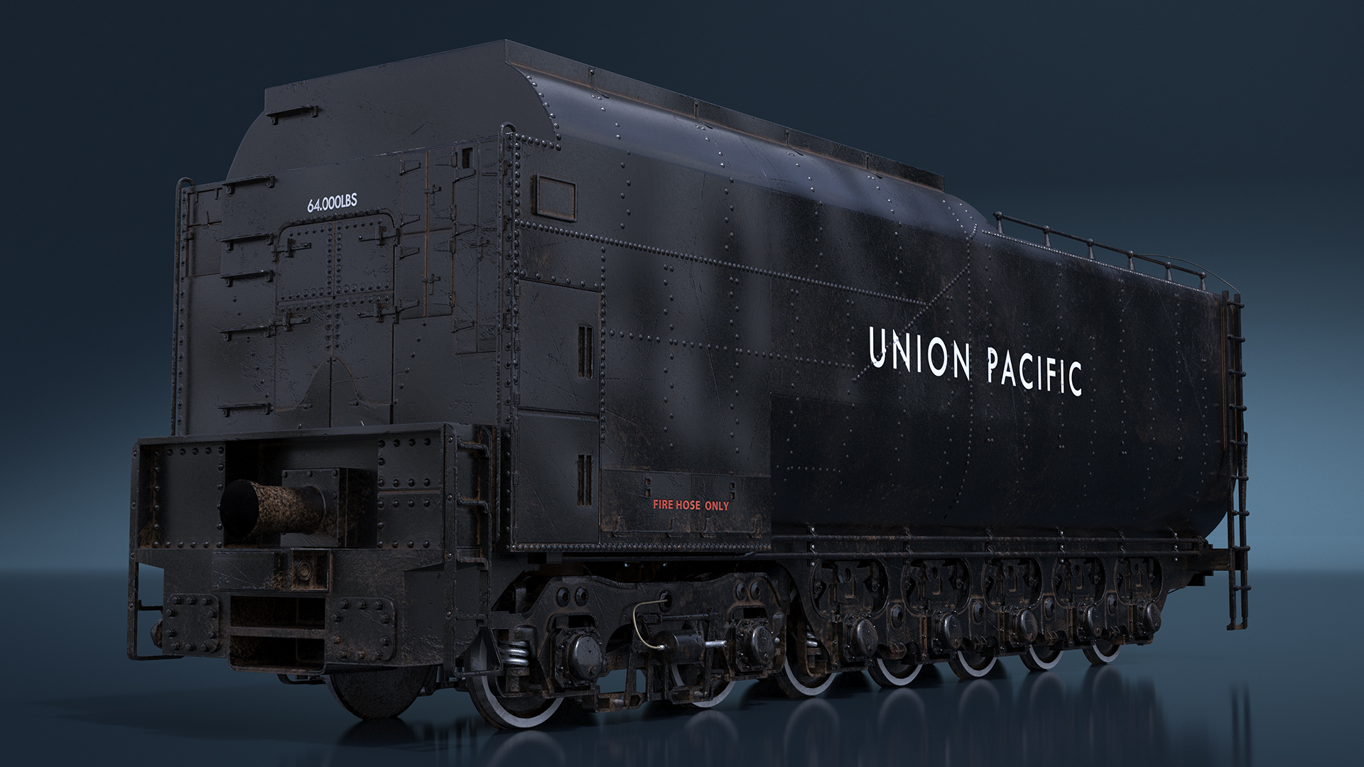 3D Trailed Tender for Locomotive Rigged