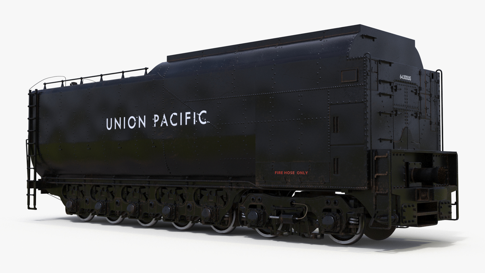 3D Trailed Tender for Locomotive Rigged
