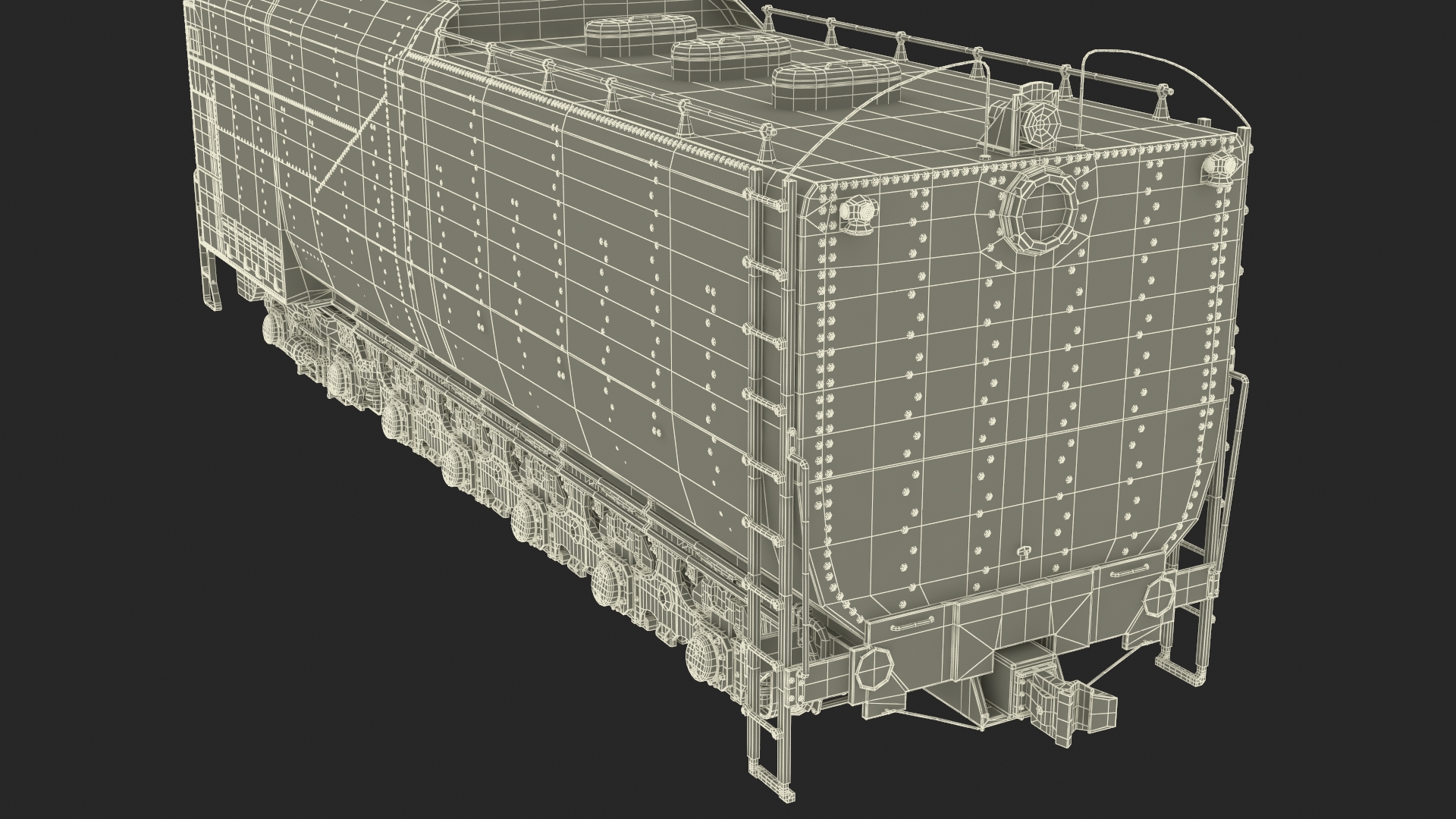 3D Trailed Tender for Locomotive Rigged