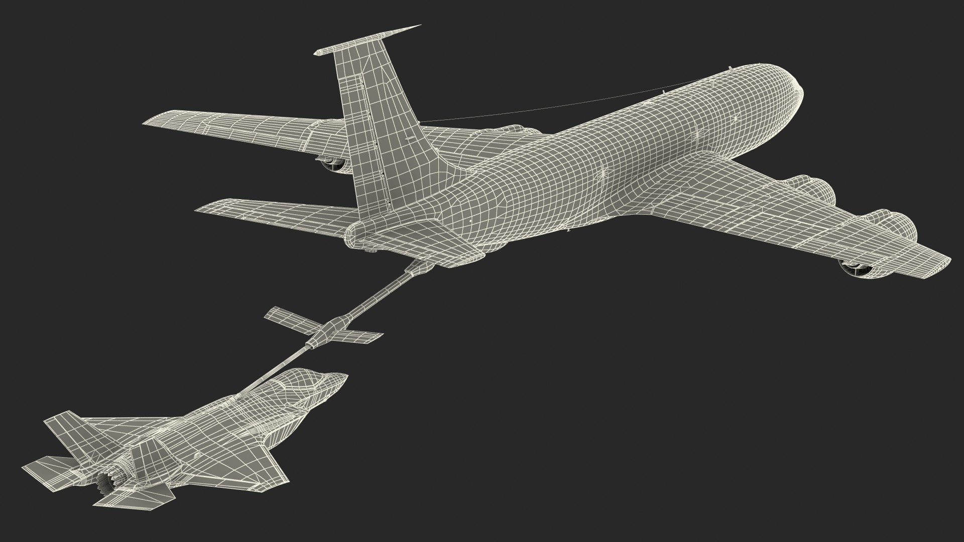 3D Boeing KC 135 Stratotanker with F35 Lightning II model