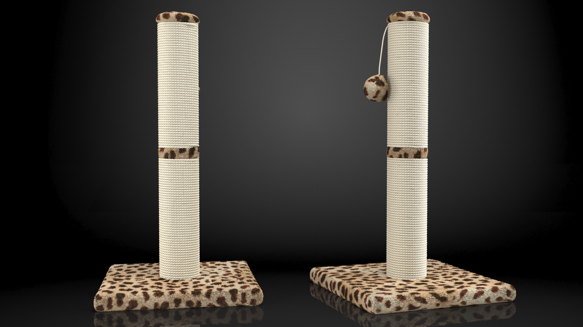 Cat Sitting On A Scratching Post 3D