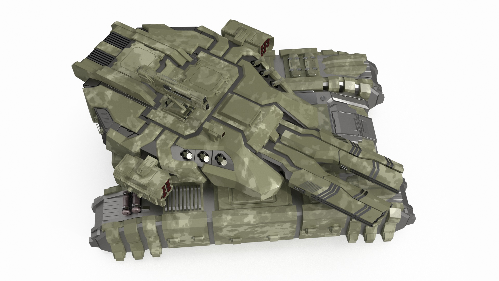 3D model Sci Fi Heavy Tank Green Rigged