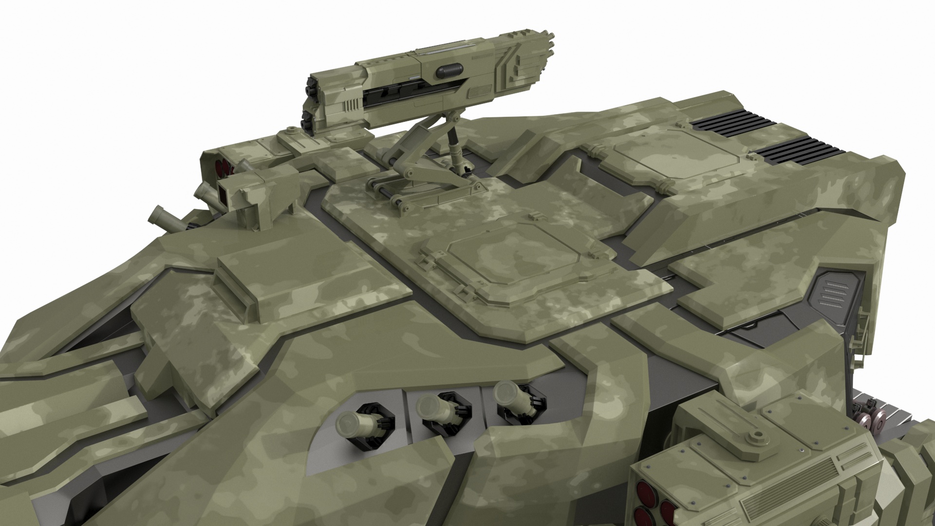 3D model Sci Fi Heavy Tank Green Rigged