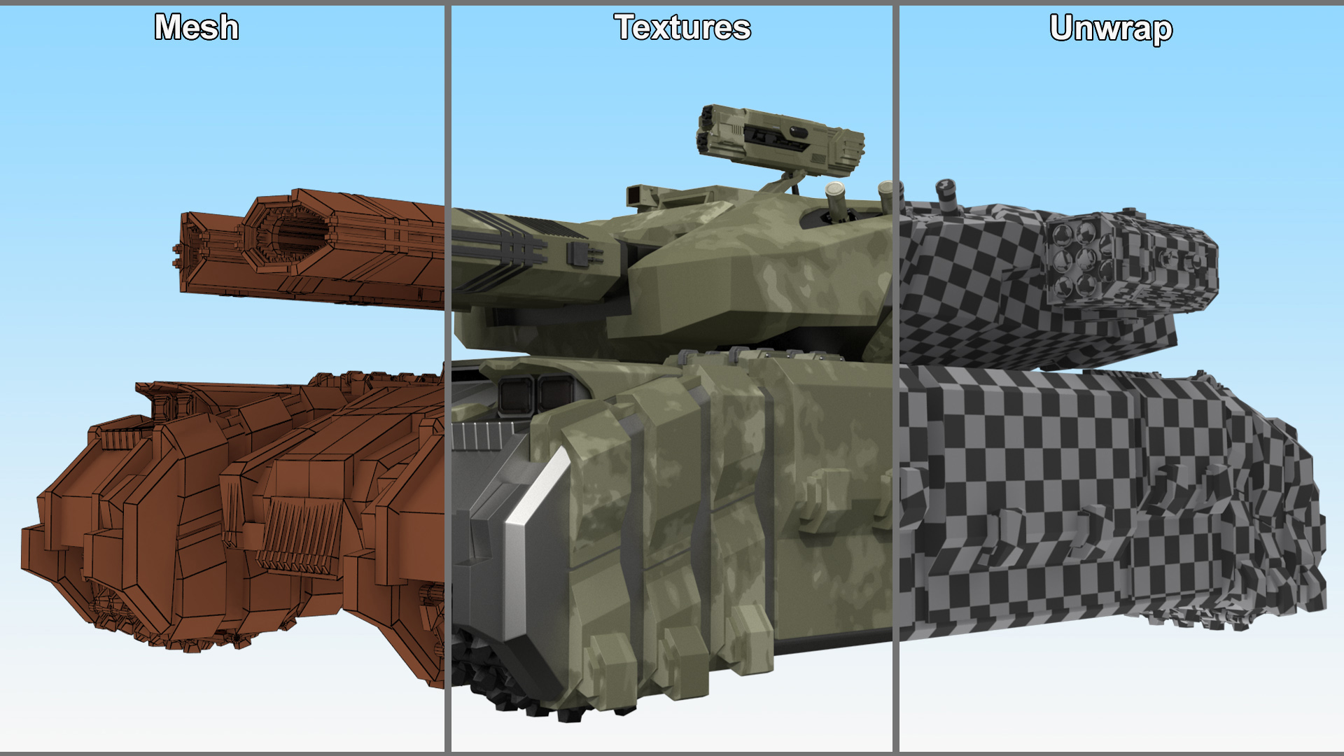 3D model Sci Fi Heavy Tank Green Rigged