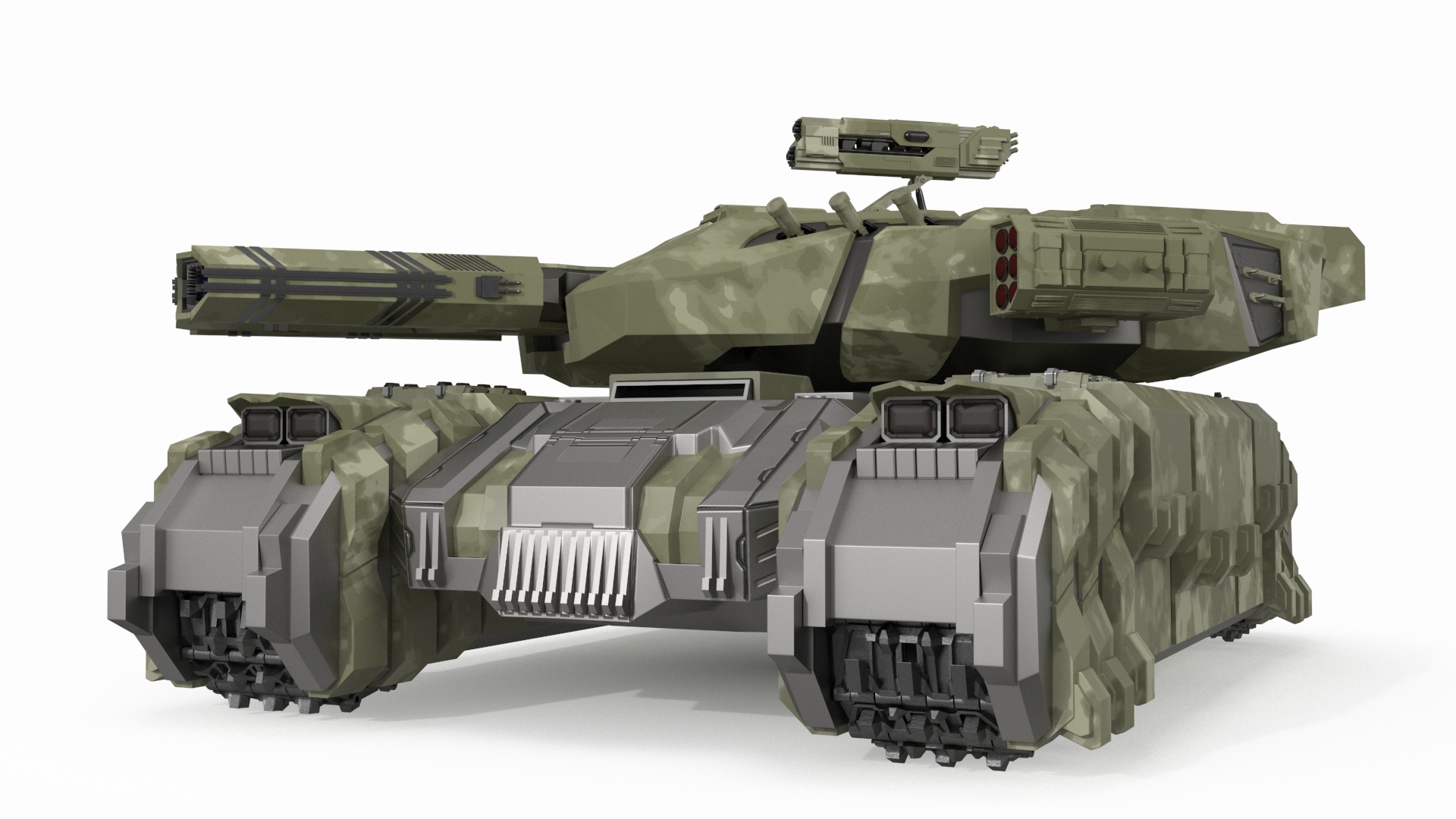 3D model Sci Fi Heavy Tank Green Rigged
