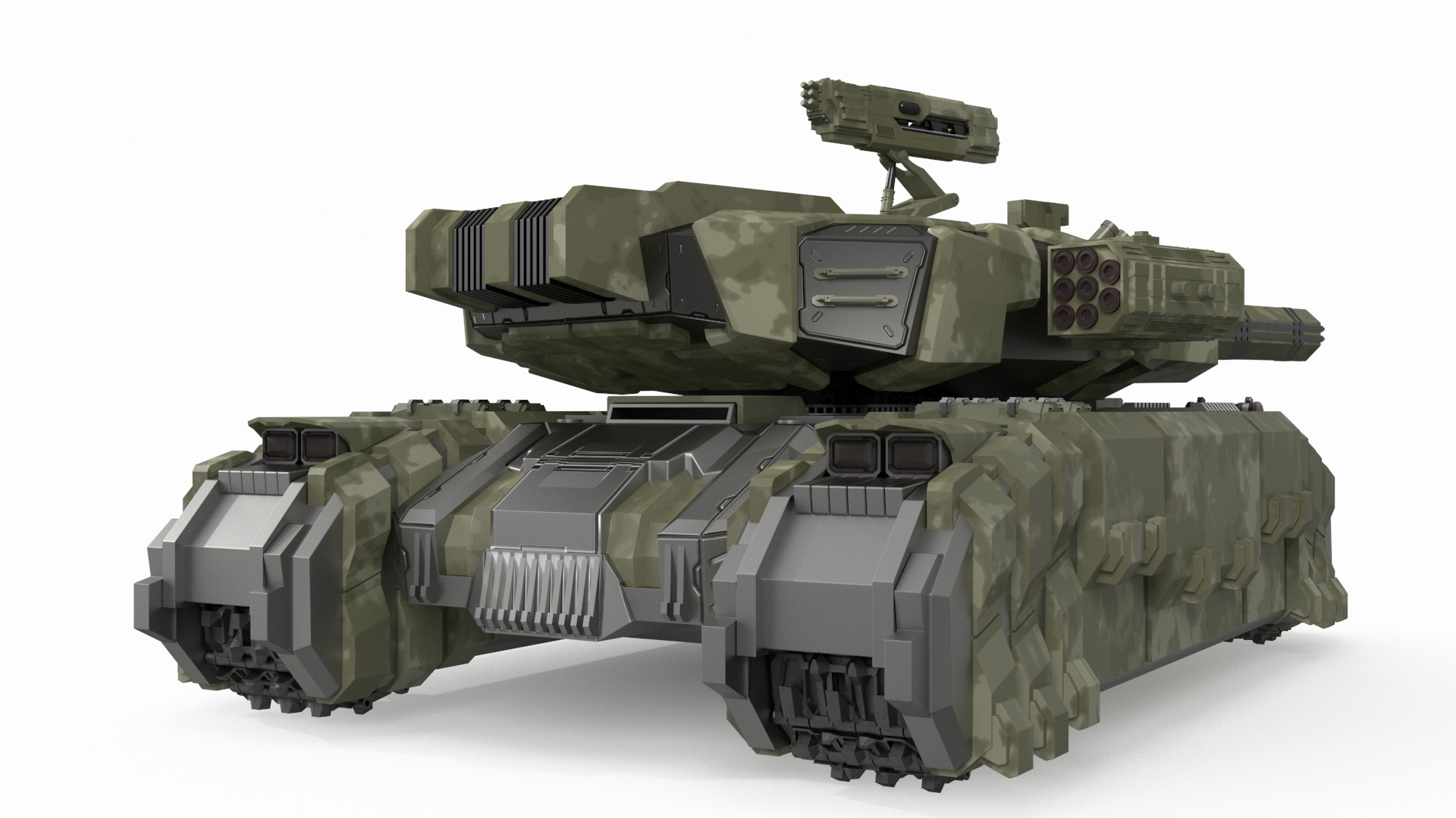 3D model Sci Fi Heavy Tank Green Rigged