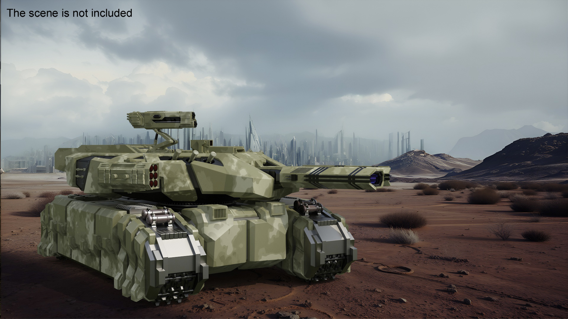 3D model Sci Fi Heavy Tank Green Rigged