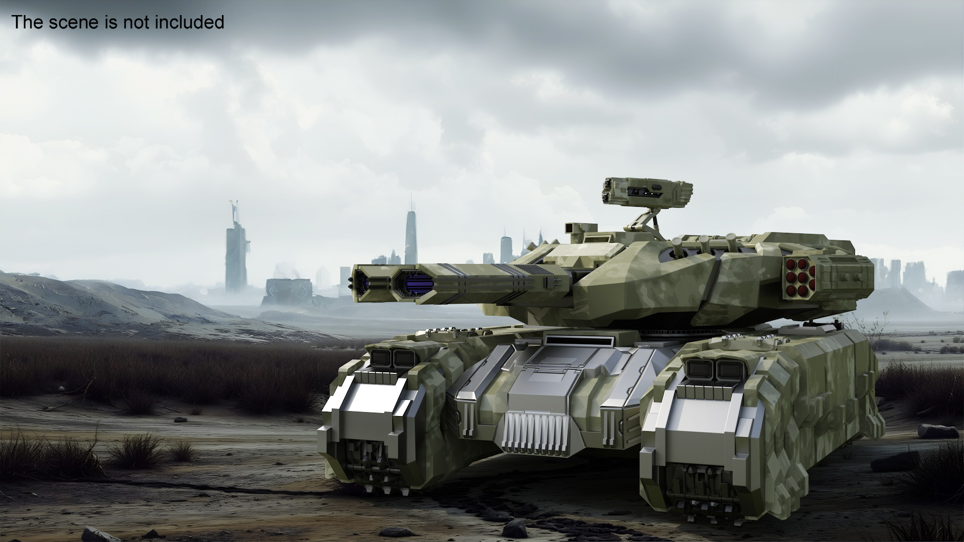 3D model Sci Fi Heavy Tank Green Rigged