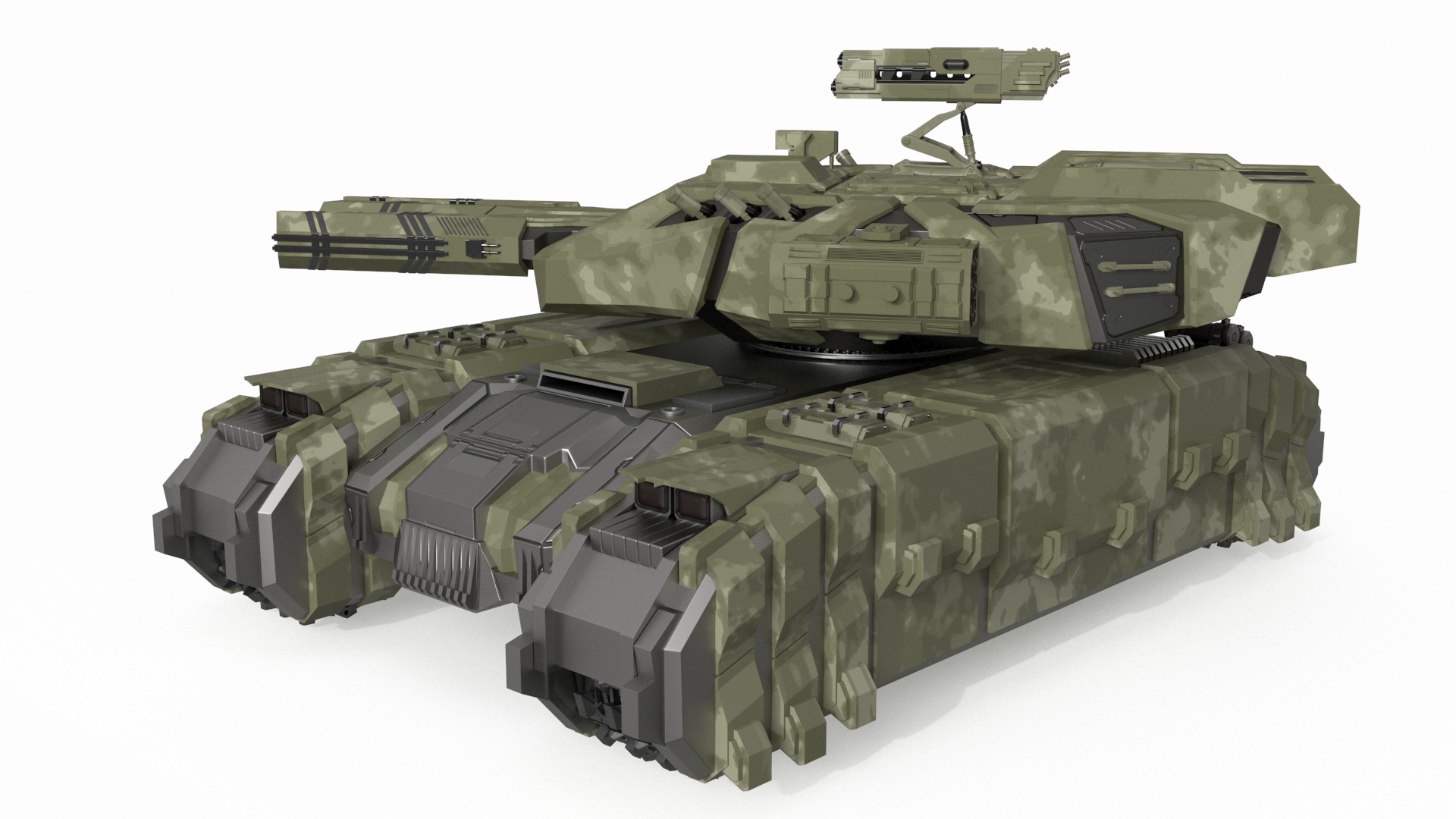 3D model Sci Fi Heavy Tank Green Rigged