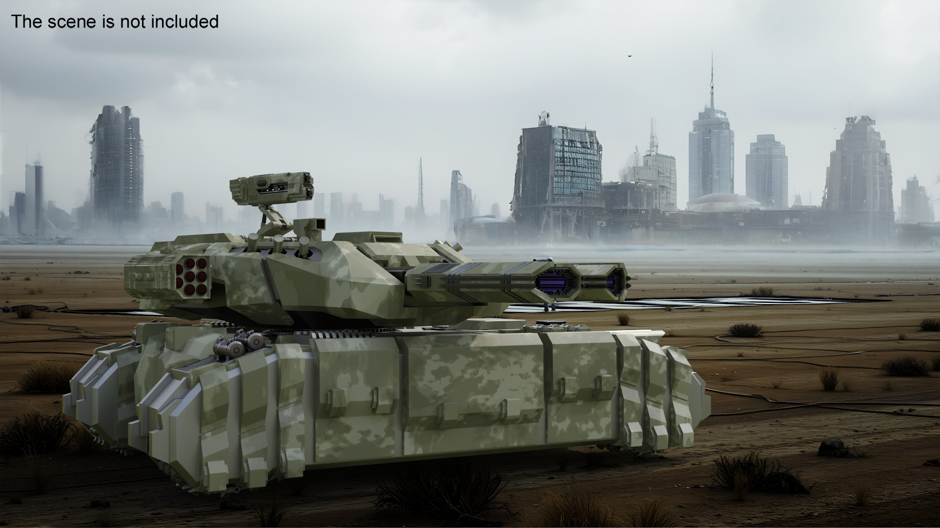 3D model Sci Fi Heavy Tank Green Rigged