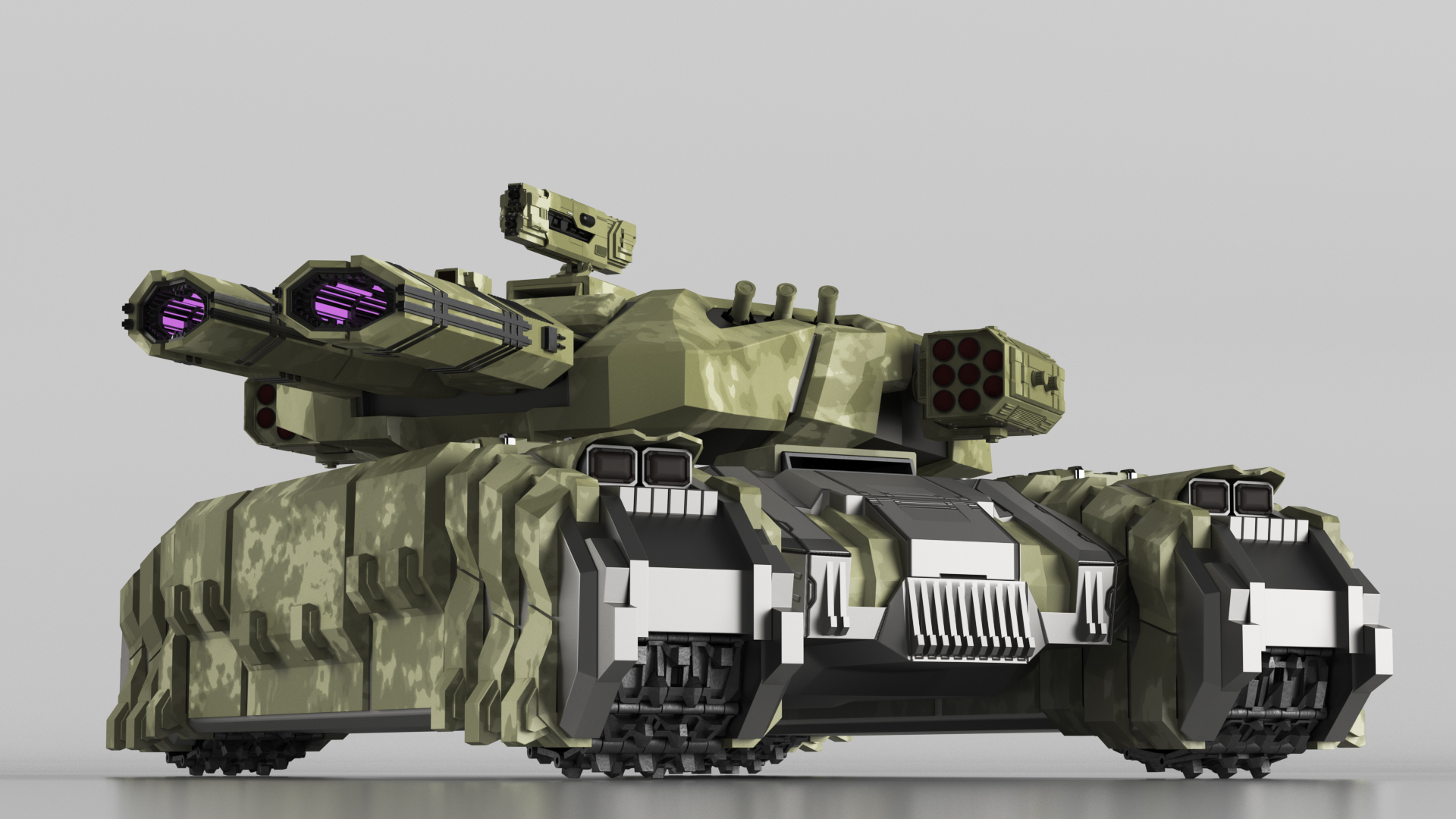 3D model Sci Fi Heavy Tank Green Rigged