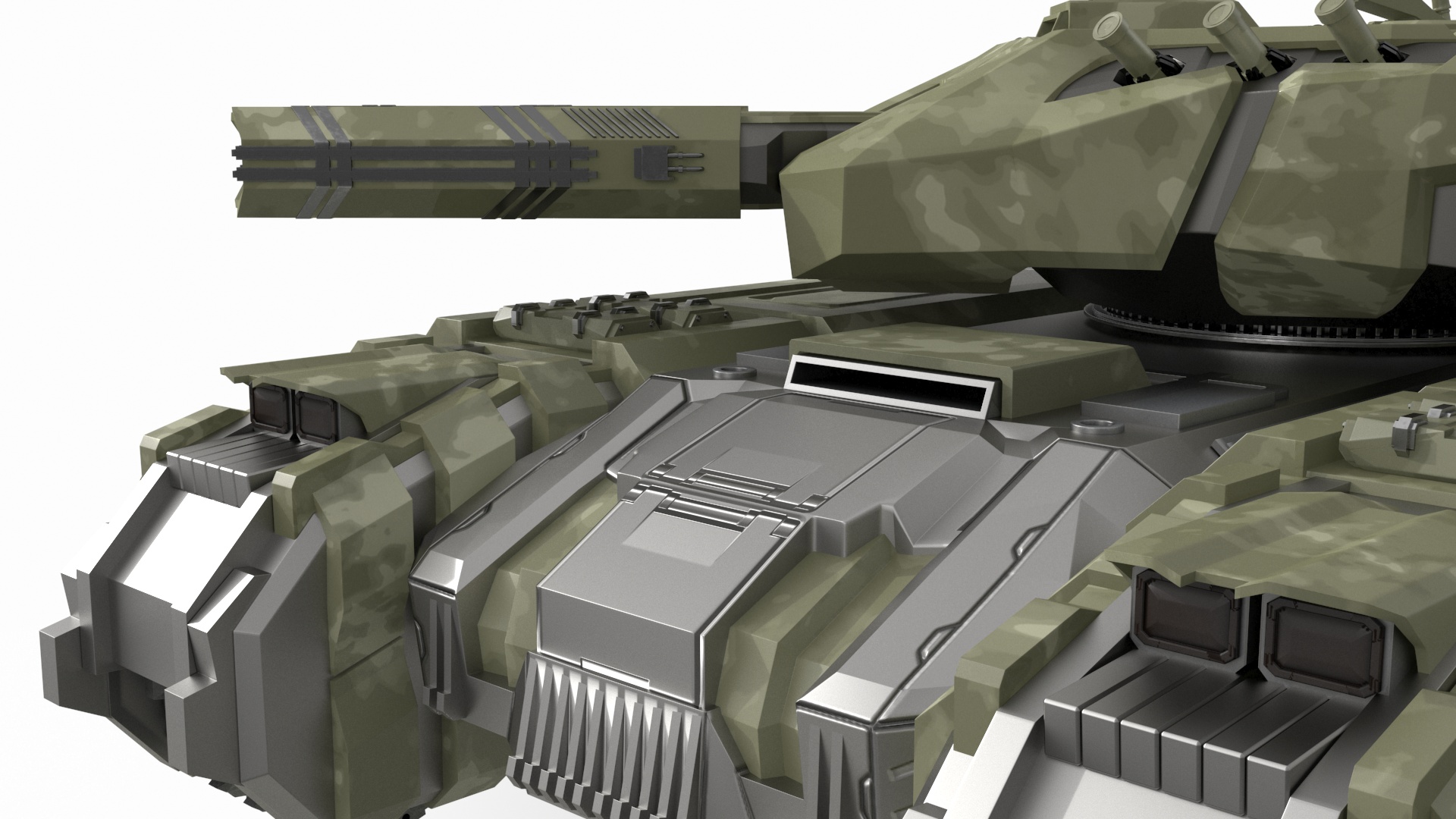 3D model Sci Fi Heavy Tank Green Rigged