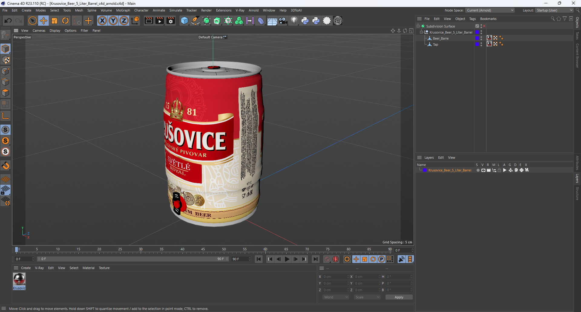 Krusovice Beer 5 Liter Barrel 3D model