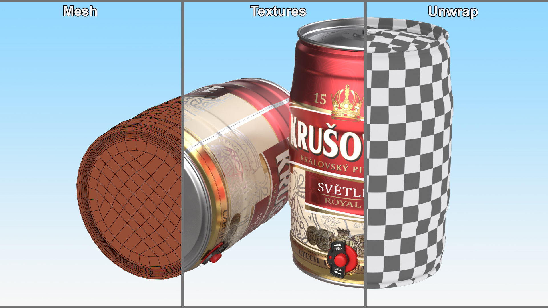 Krusovice Beer 5 Liter Barrel 3D model