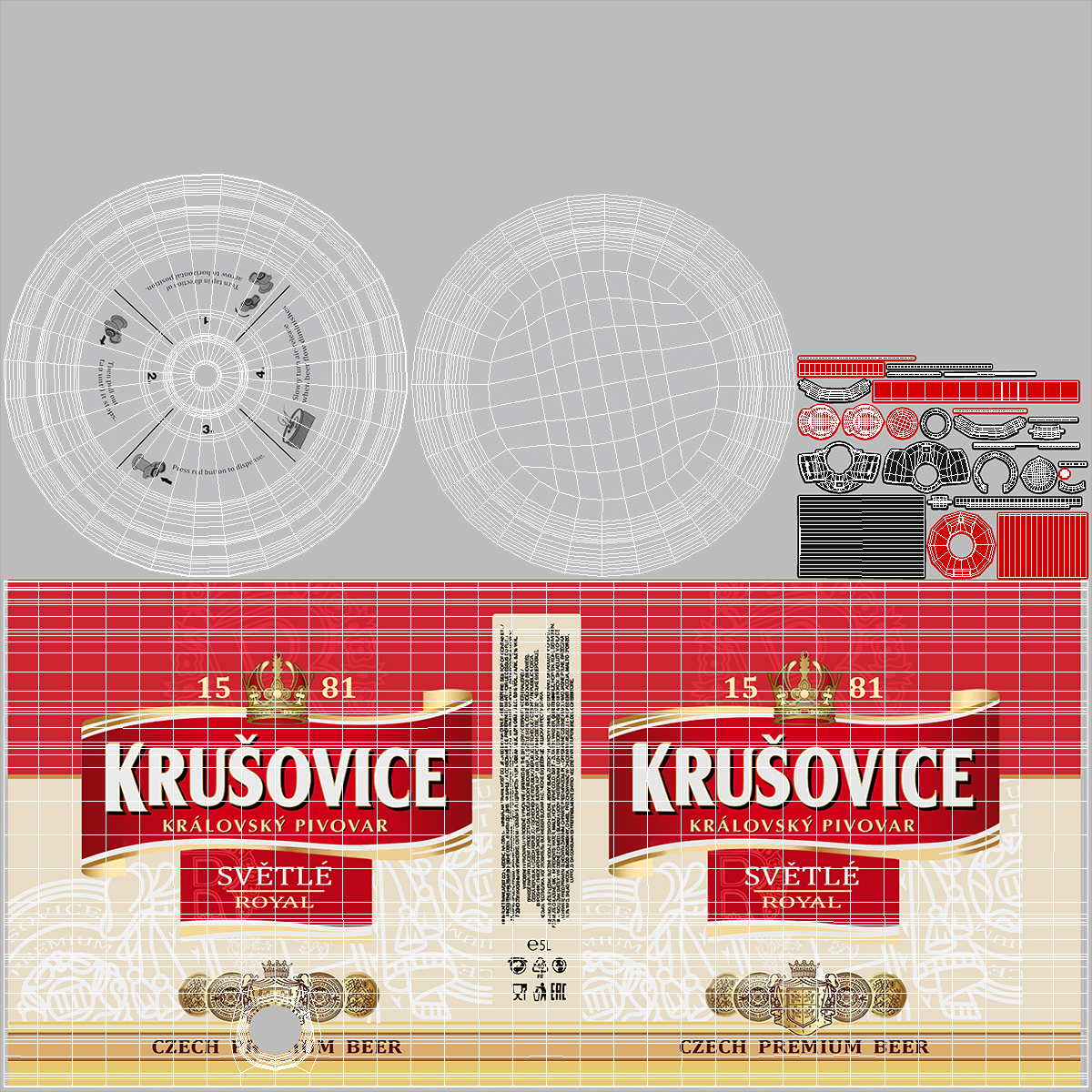 Krusovice Beer 5 Liter Barrel 3D model
