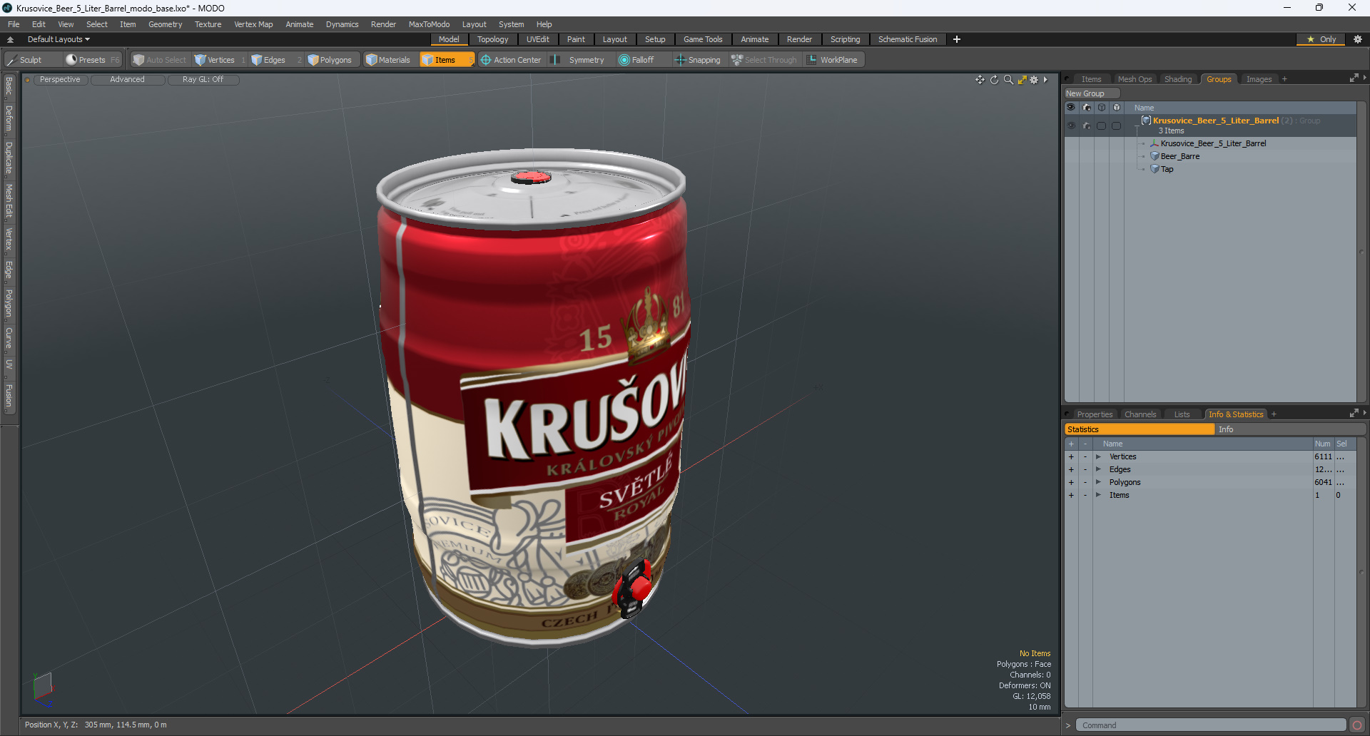 Krusovice Beer 5 Liter Barrel 3D model