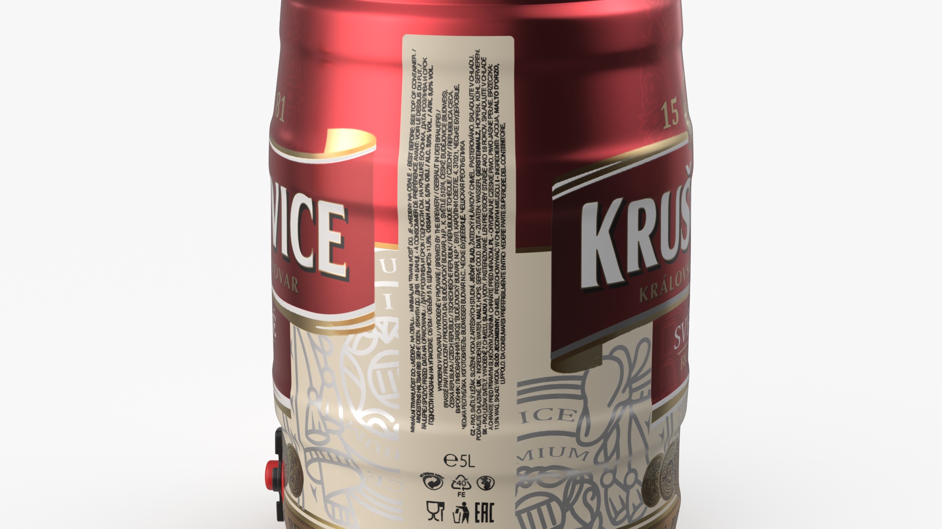 Krusovice Beer 5 Liter Barrel 3D model