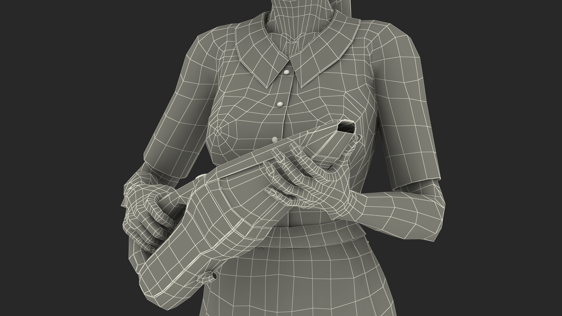 Housekeeping Maid with Handheld Vacuum Cleaner Rigged for Maya 3D