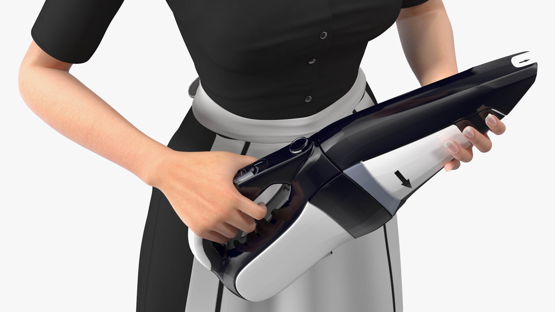 Housekeeping Maid with Handheld Vacuum Cleaner Rigged for Maya 3D