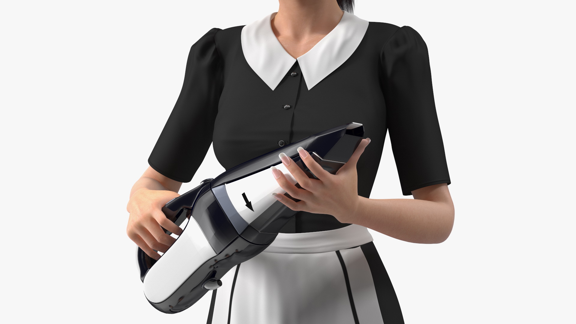 Housekeeping Maid with Handheld Vacuum Cleaner Rigged for Maya 3D