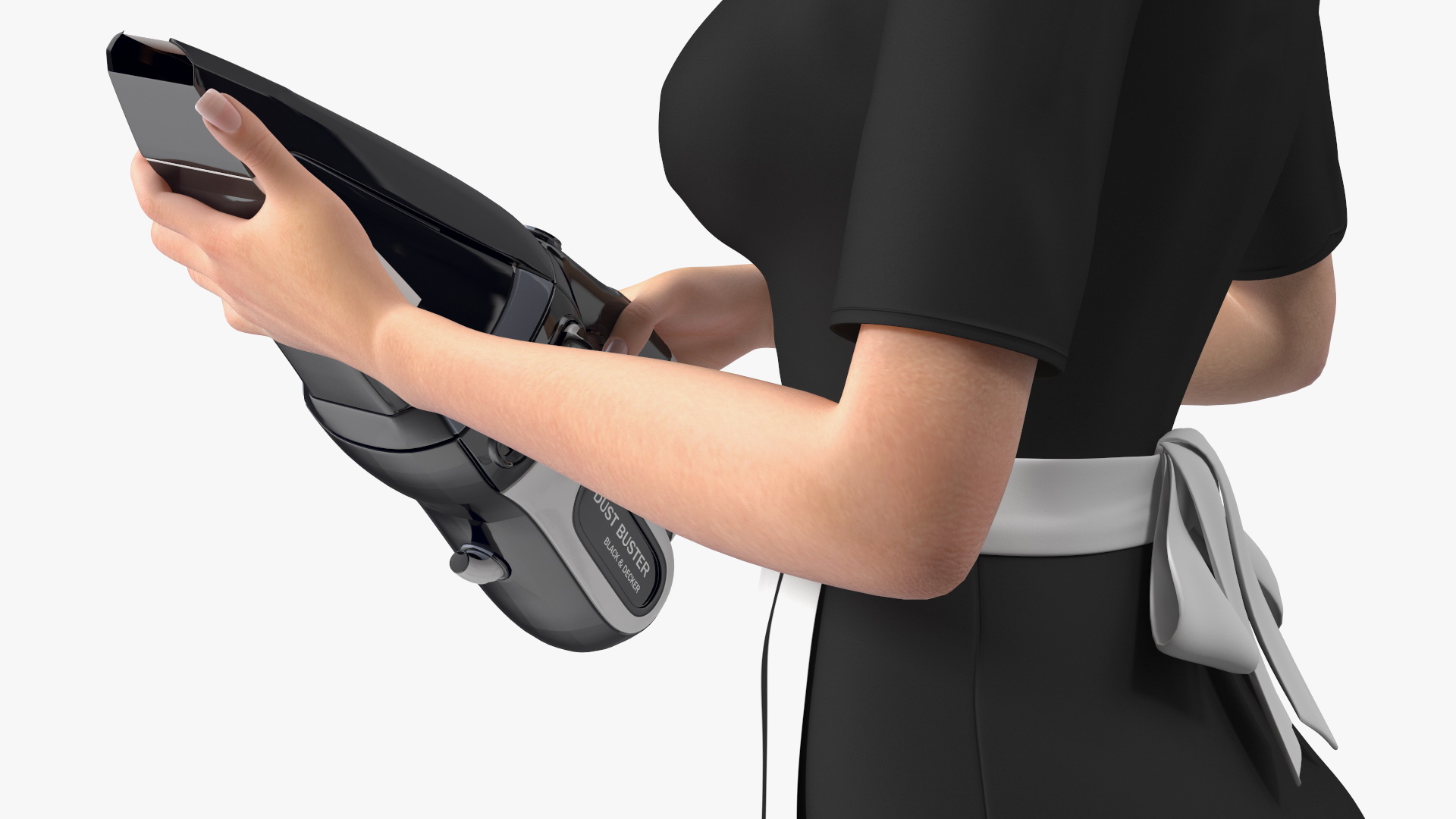 Housekeeping Maid with Handheld Vacuum Cleaner Rigged for Maya 3D