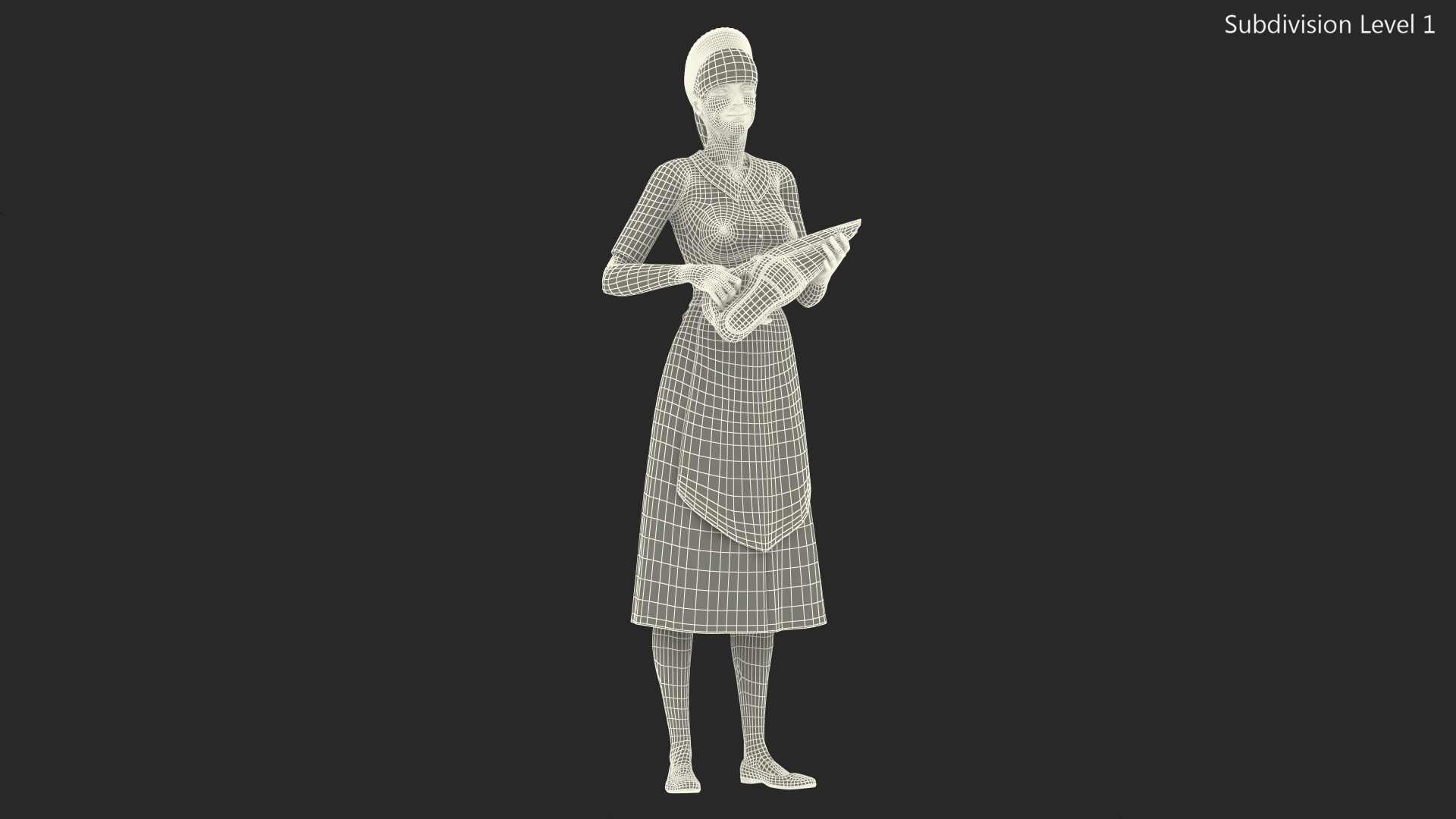 Housekeeping Maid with Handheld Vacuum Cleaner Rigged for Maya 3D