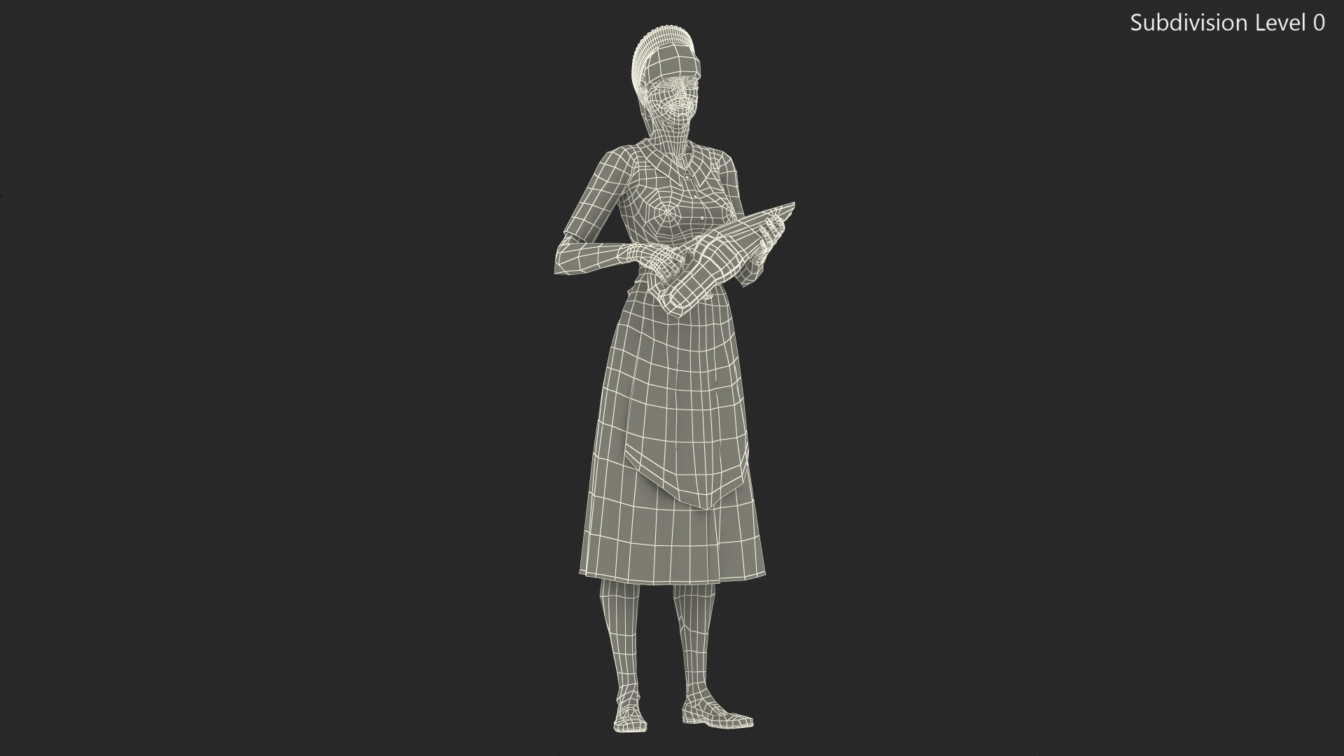 Housekeeping Maid with Handheld Vacuum Cleaner Rigged for Maya 3D