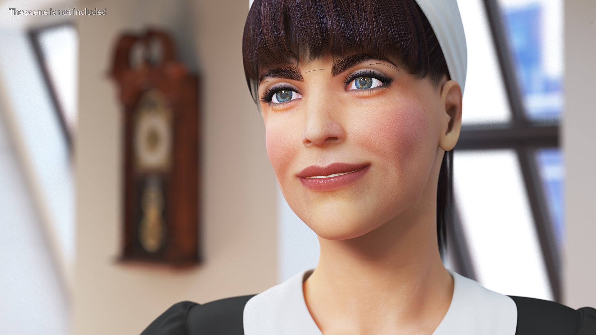 Housekeeping Maid with Handheld Vacuum Cleaner Rigged for Maya 3D
