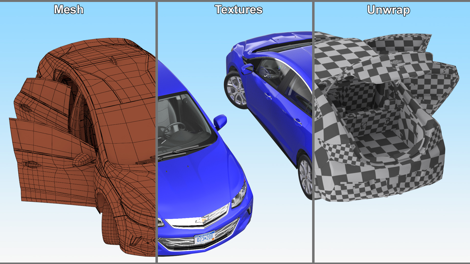 3D model Chevrolet Volt Rigged for Maya