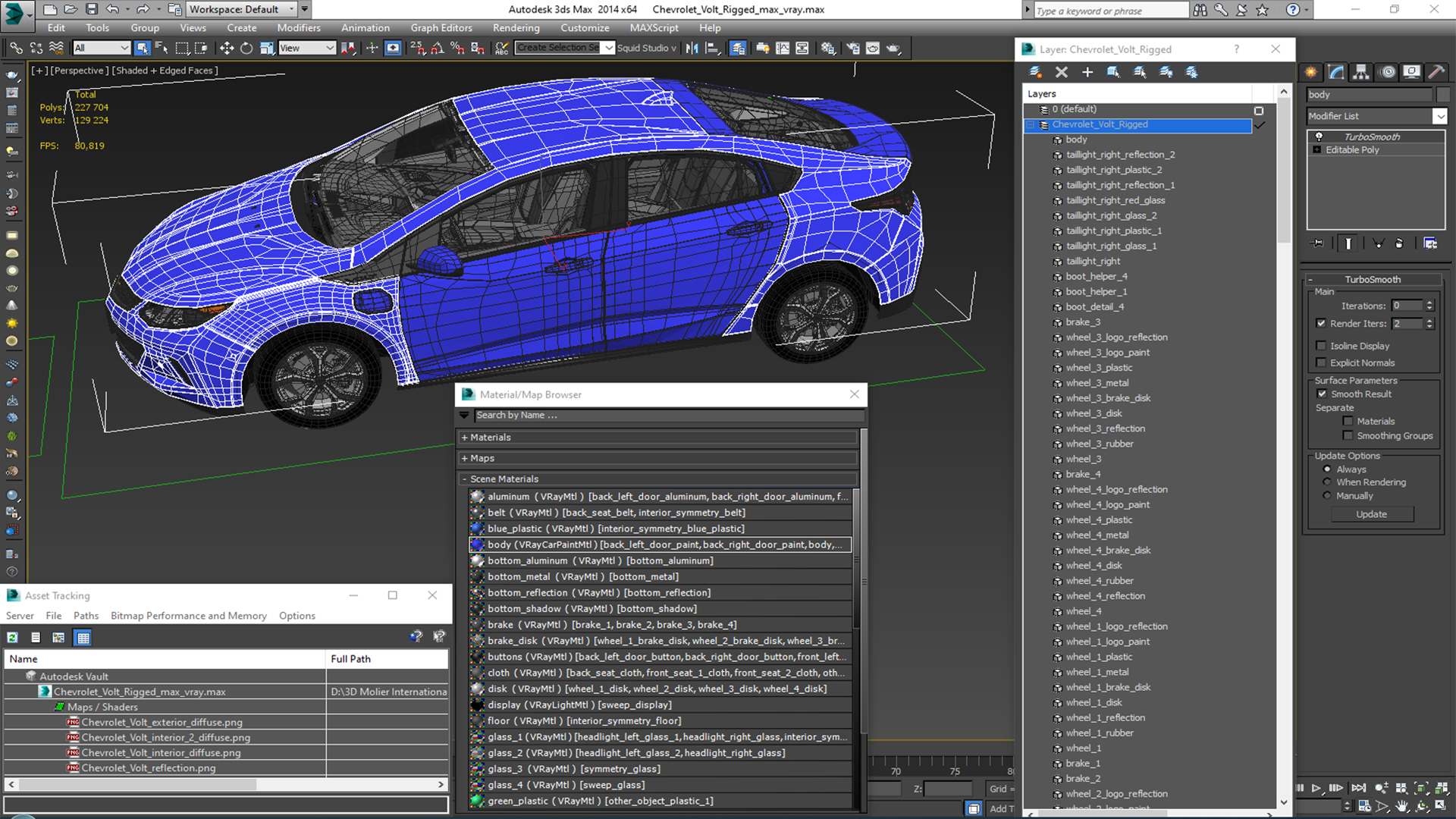 3D model Chevrolet Volt Rigged for Maya