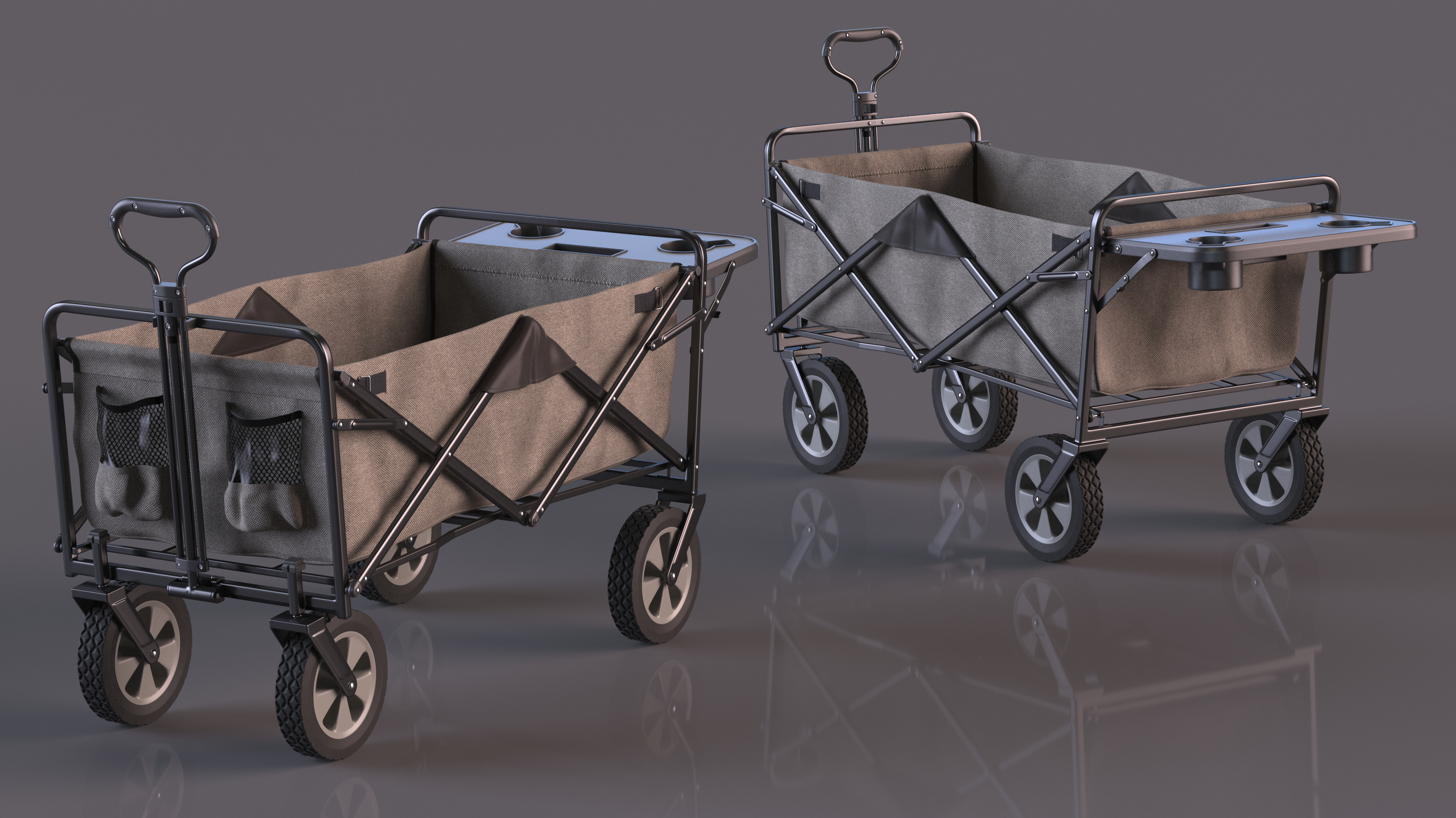 Grey Collapsible Wagon Rigged 3D model