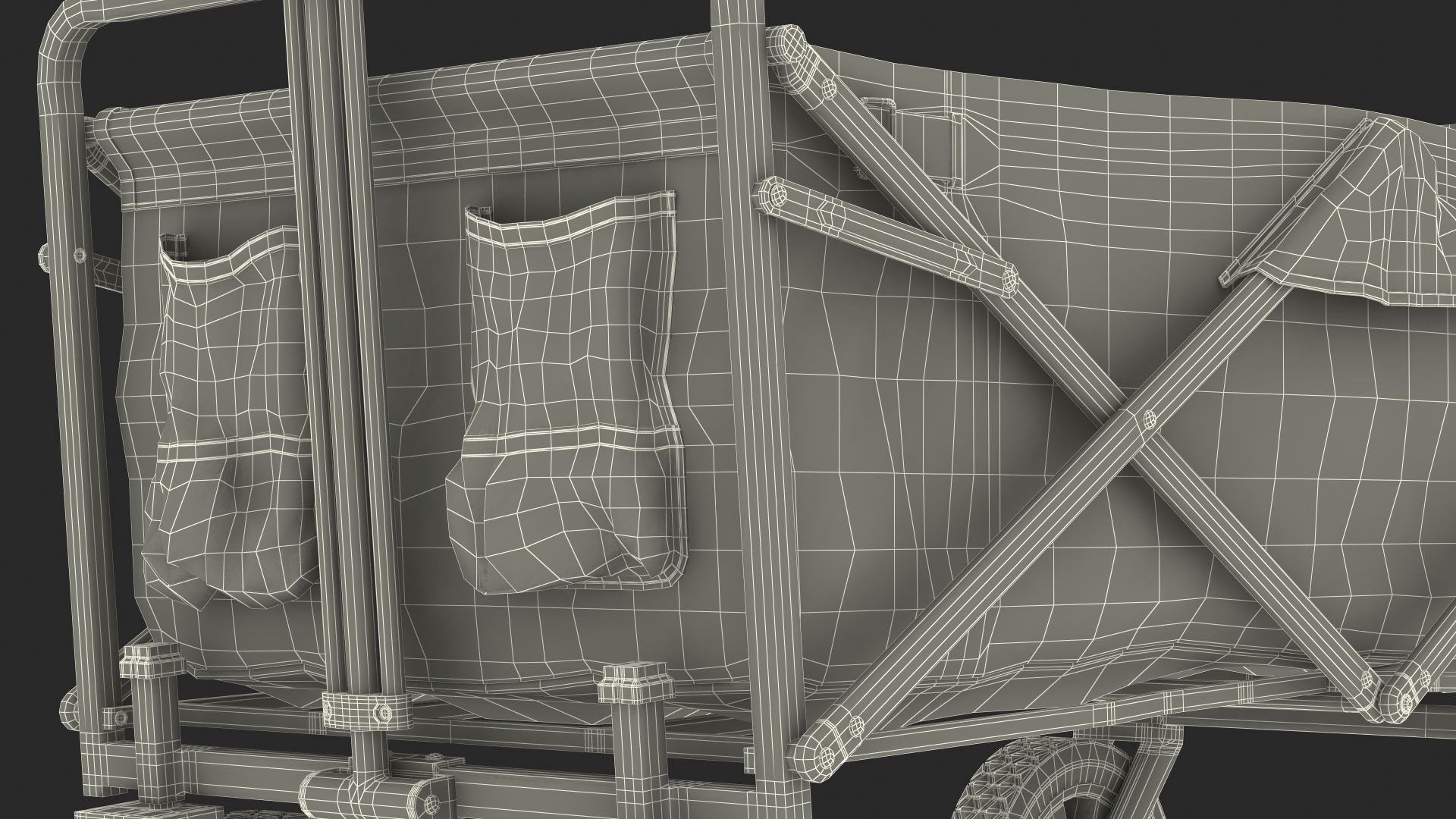 Grey Collapsible Wagon Rigged 3D model
