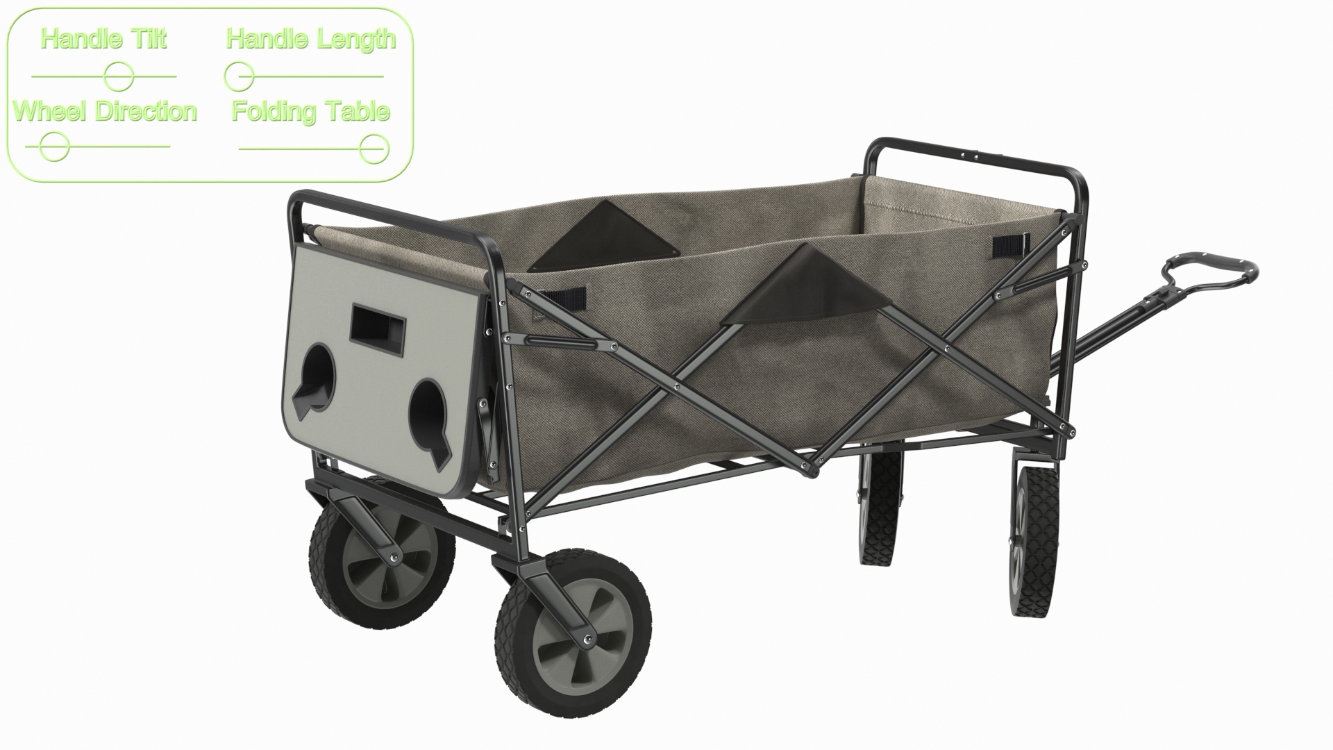 Grey Collapsible Wagon Rigged 3D model