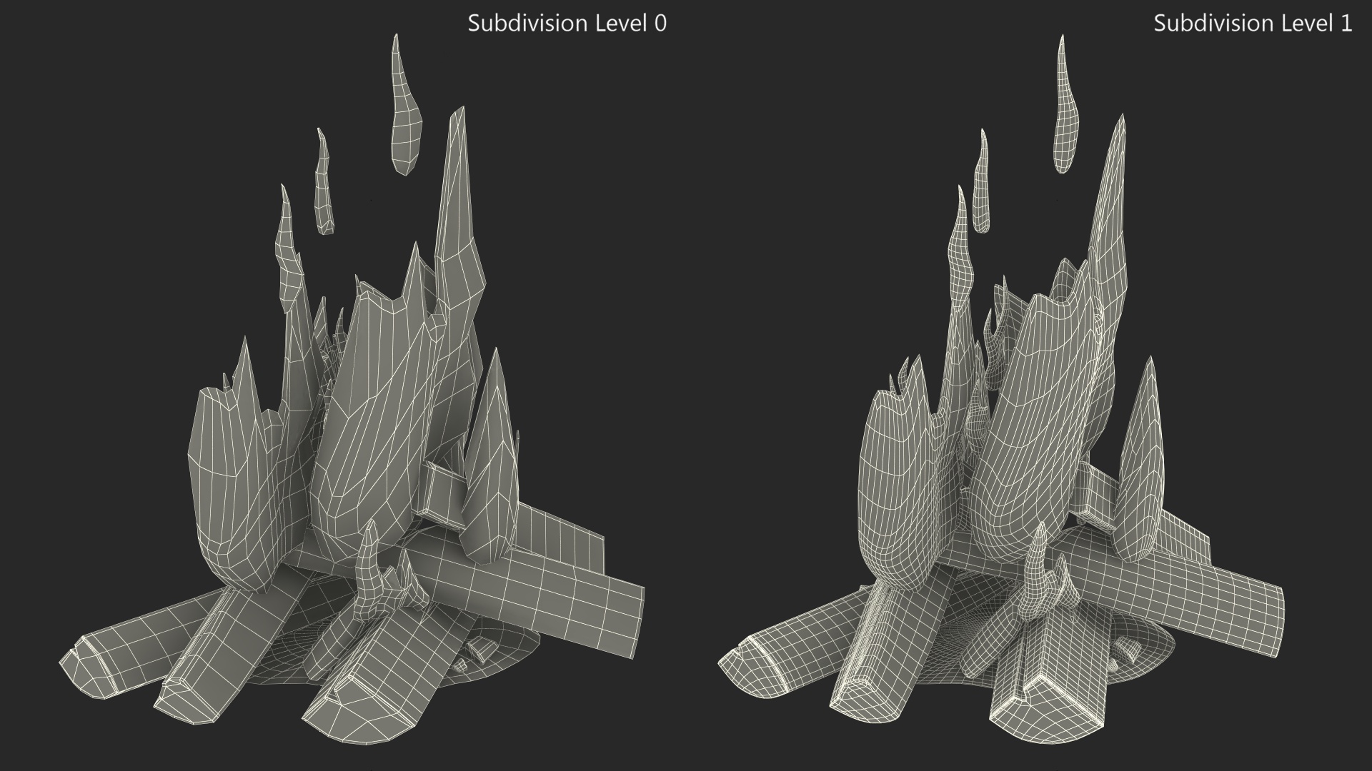 3D Fire from Wooden Logs