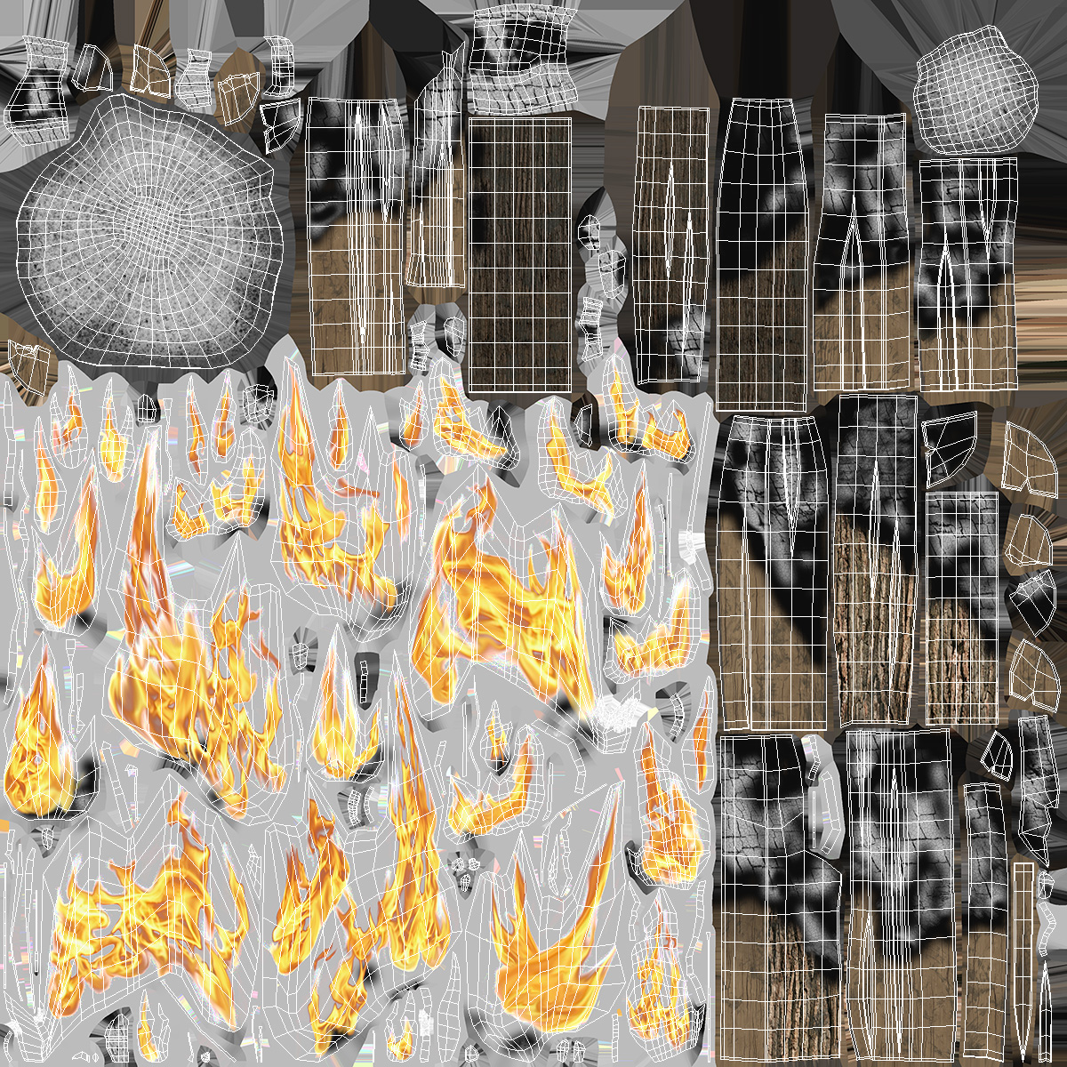 3D Fire from Wooden Logs