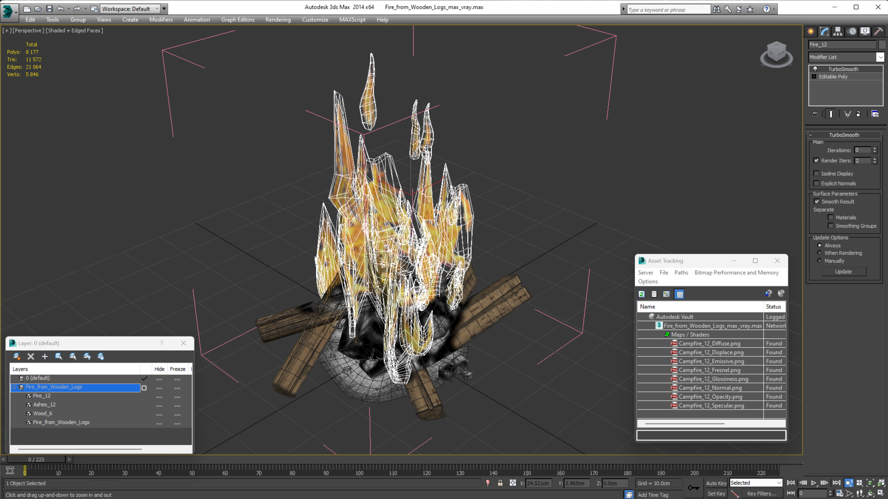 3D Fire from Wooden Logs