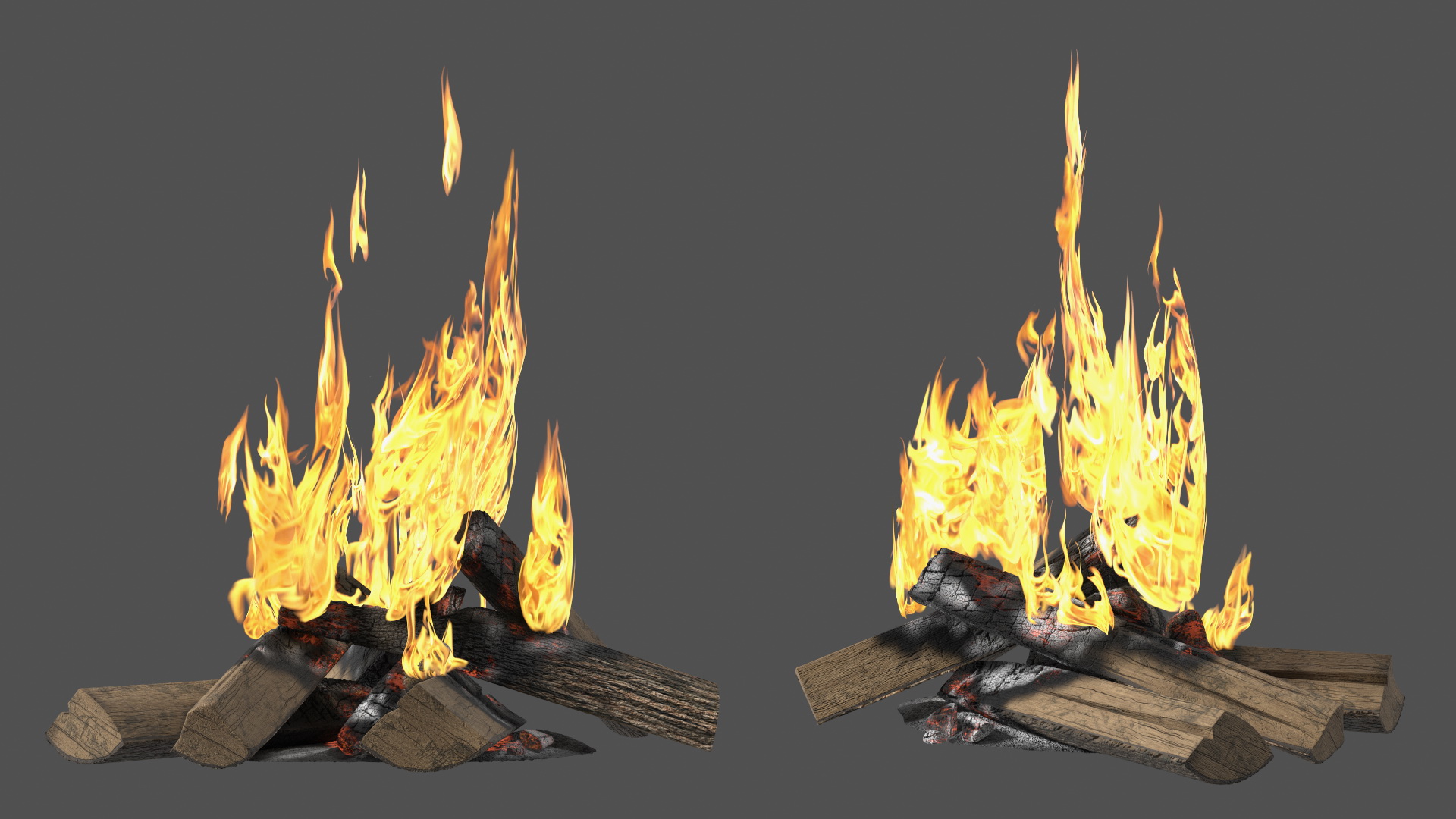 3D Fire from Wooden Logs