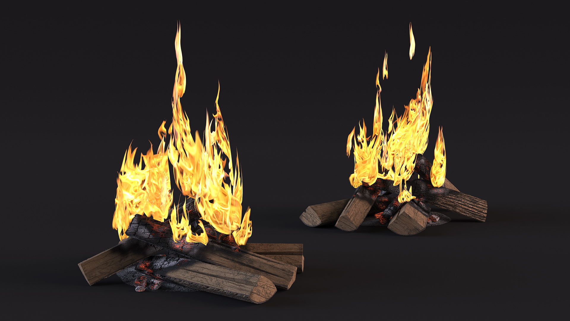 3D Fire from Wooden Logs