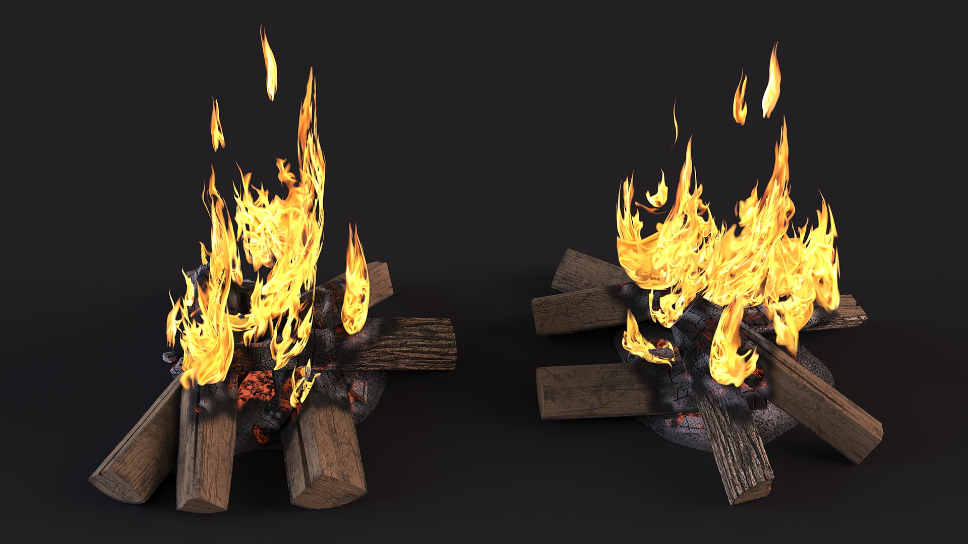 3D Fire from Wooden Logs