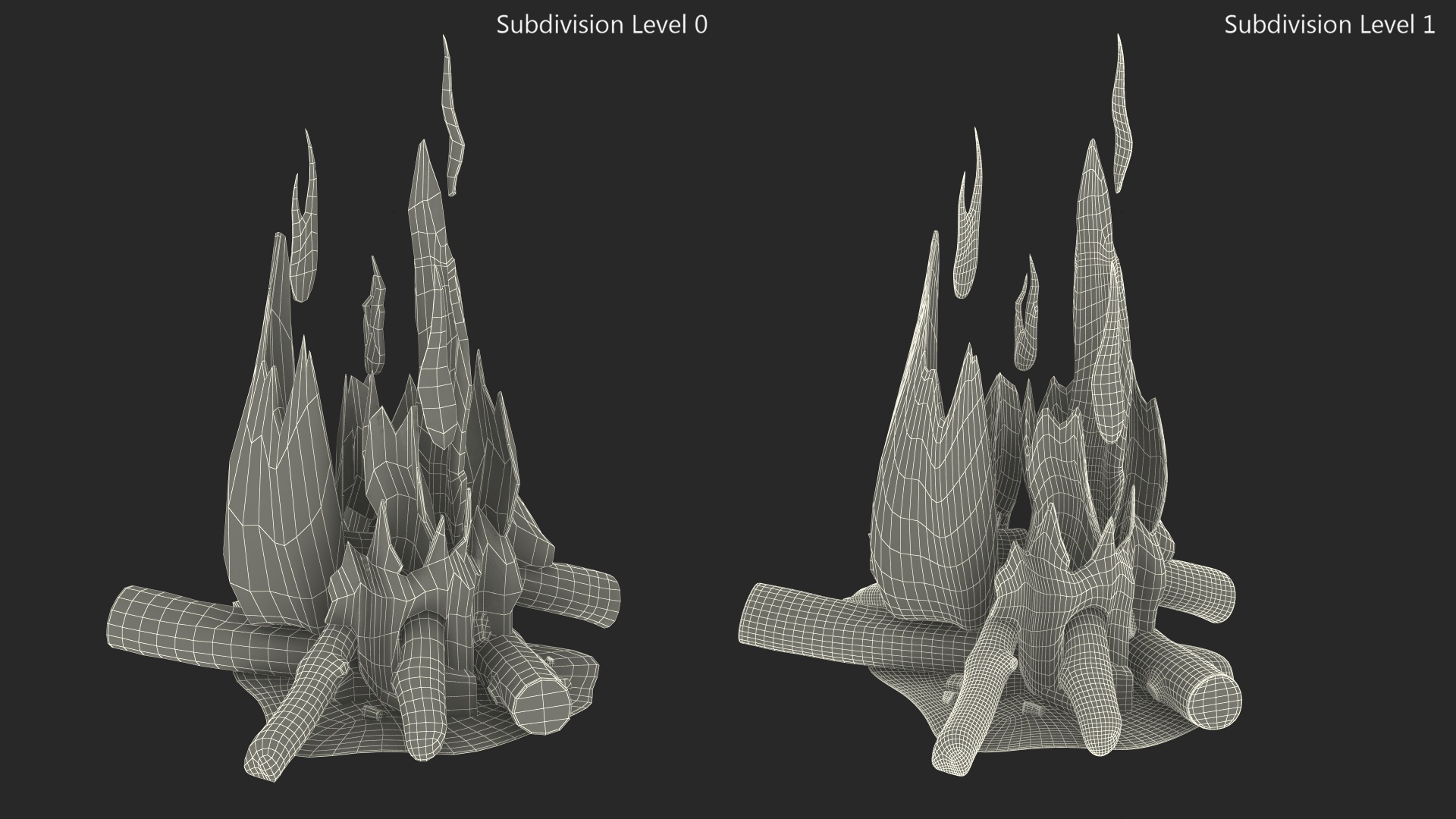 Bonfire of Wooden Logs 3D