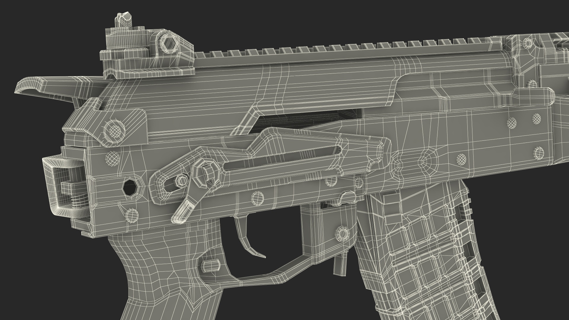 3D Worn Out Assault Rifle AK-12 Folded Stock