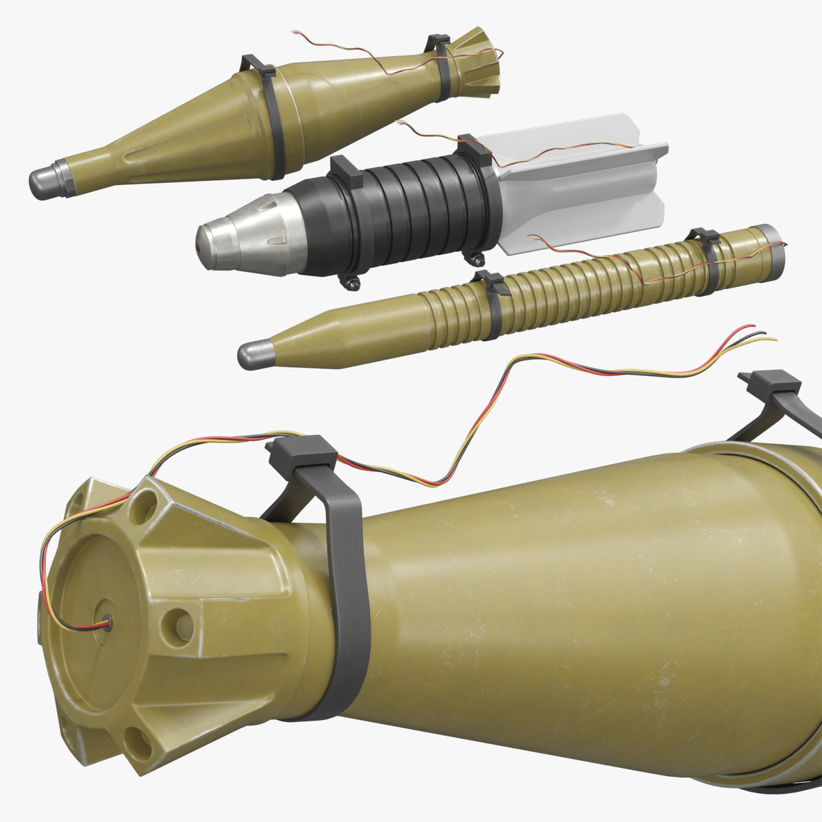FPV Drone Munition Set with 3 Warheads 3D model preview