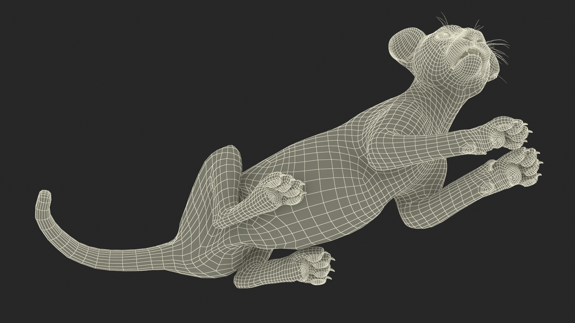 Lion Cub Lying Down 3D model